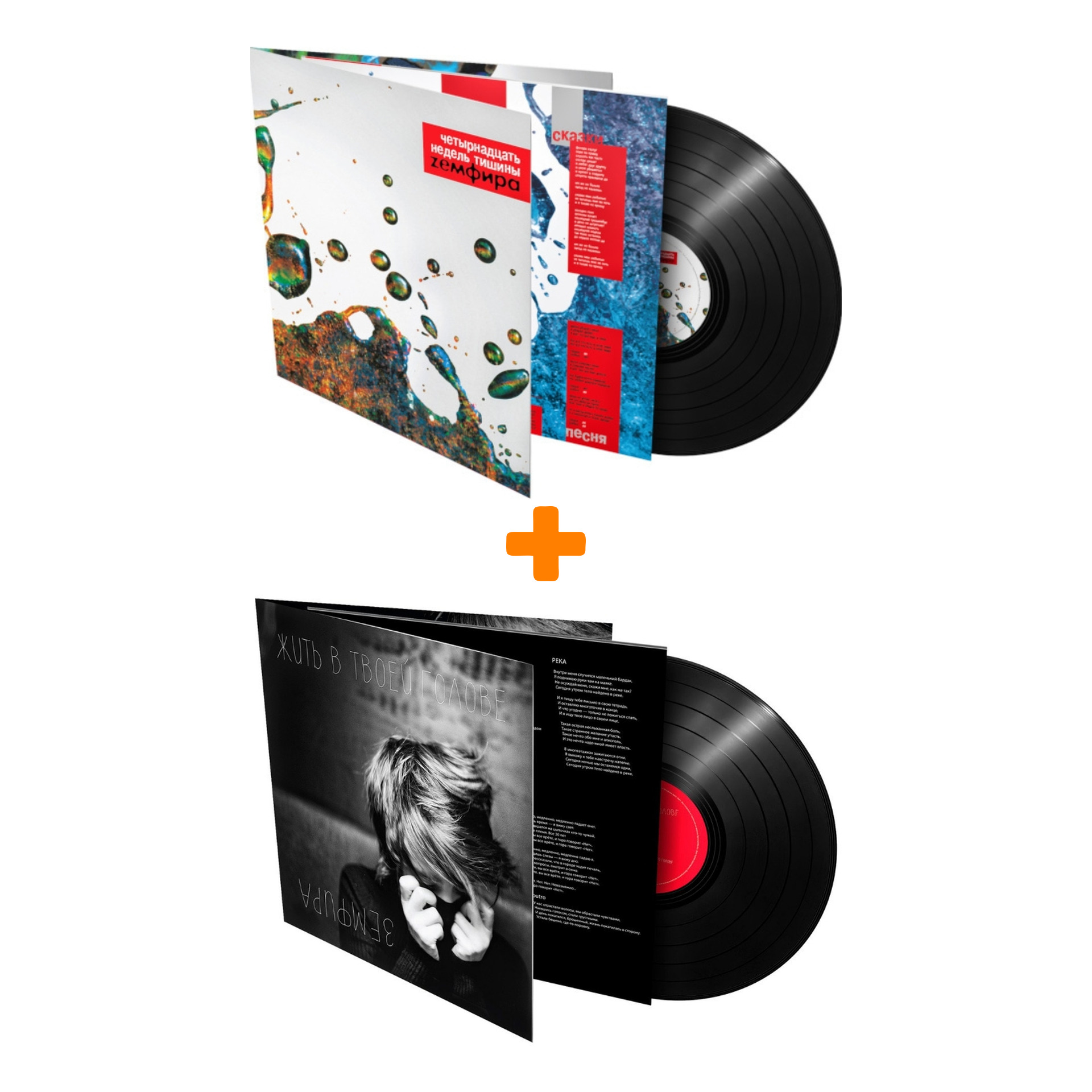 

Набор для меломанов «Рок»: Земфира – Жить в твоей голове (LP) + Земфира – Четырнадцать недель тишины (LP)