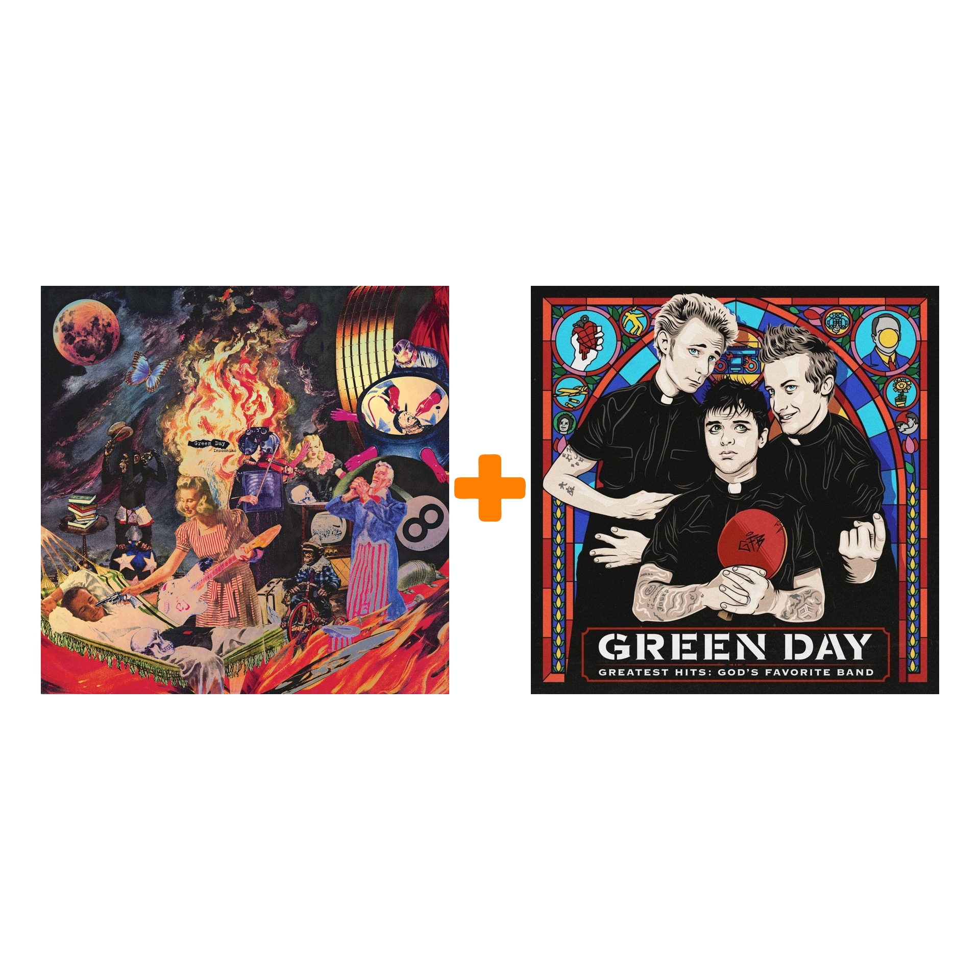 

Набор для меломанов «Рок»: Green Day – Greatest Hits: God’s Favorite Band (2 LP) + Green Day – Insomniac: 25th Anniversary Edition (LP)