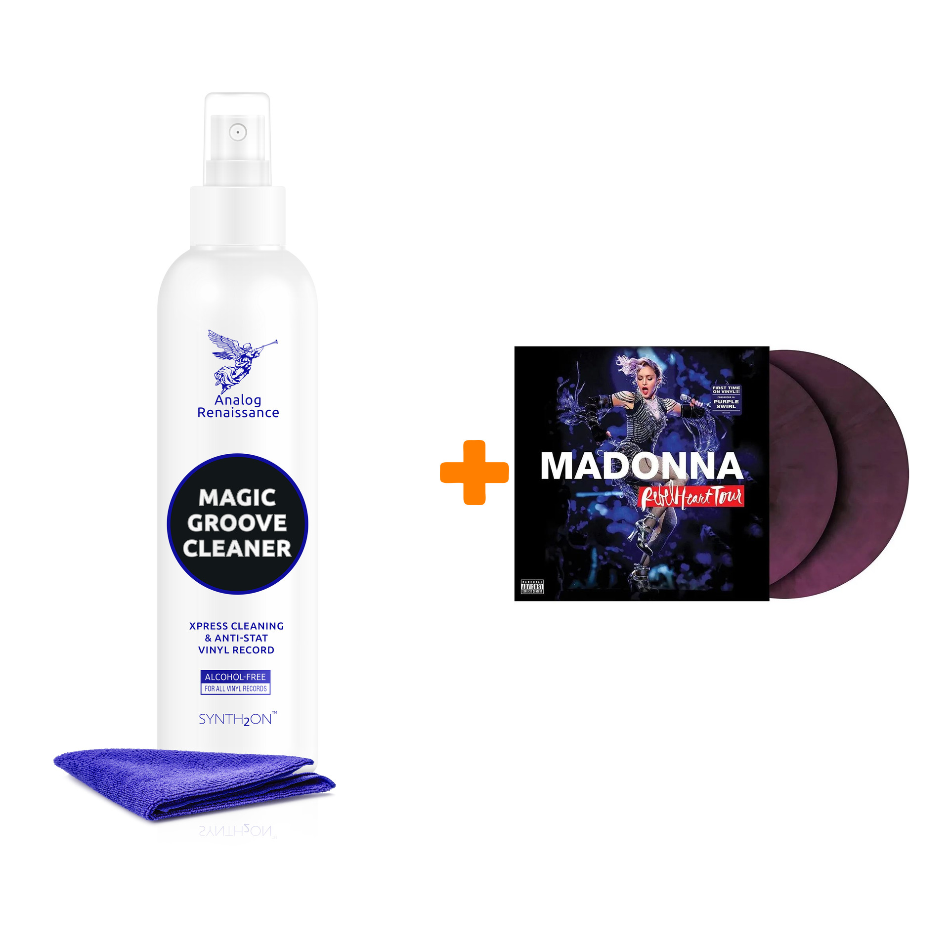 

MADONNA Rebel Heart Tour Purple Swirl Vinyl 2LP + Спрей для очистки LP с микрофиброй 250мл Набор