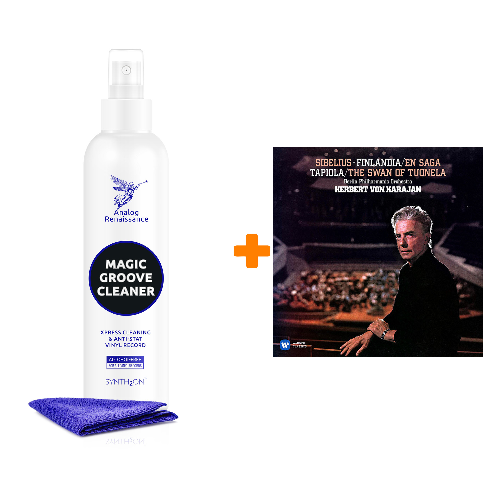 

KARAJAN HERBERT VON & BERLIN PHILARMONIC ORCHESTRA Sibelius Finlandia & Other Popular Tone Poems 2LP + Спрей для очистки LP с микрофиброй 250мл Наб