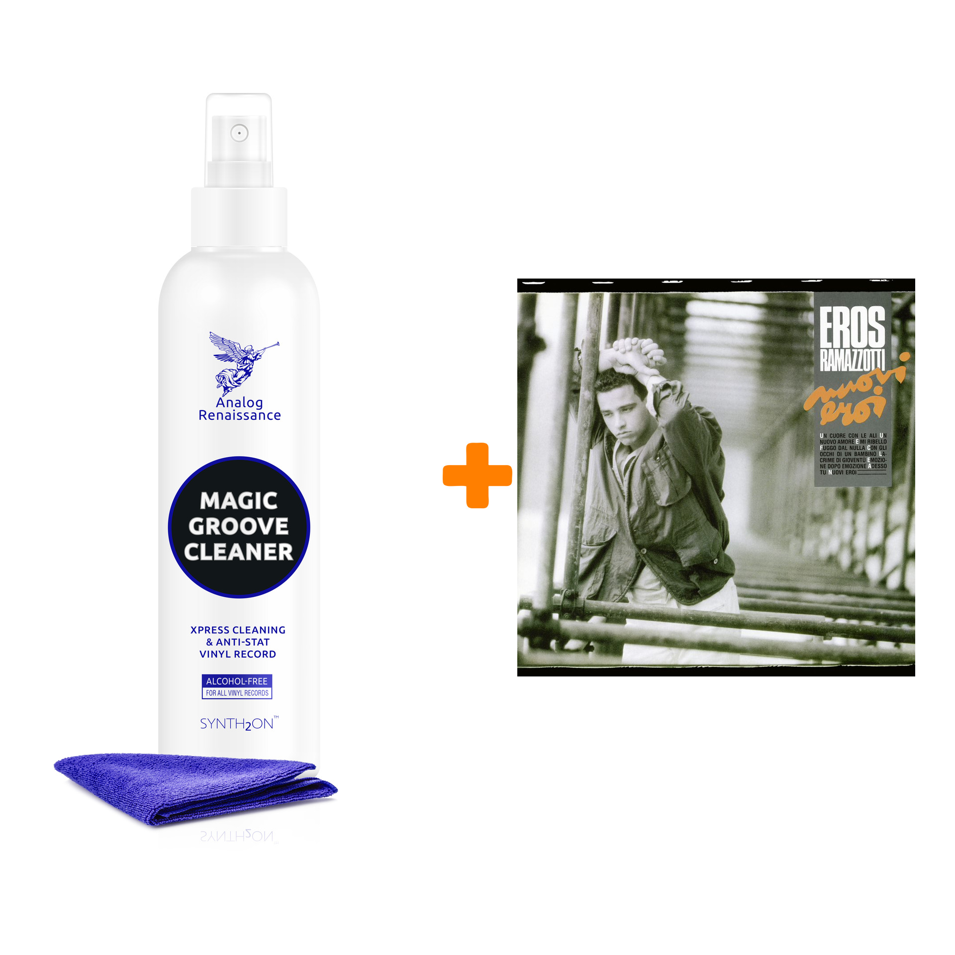 

RAMAZZOTTI EROS Nuovi Eroi 35th Anniversary Coloured Orange Vinyl LP + Спрей для очистки LP с микрофиброй 250мл Набор