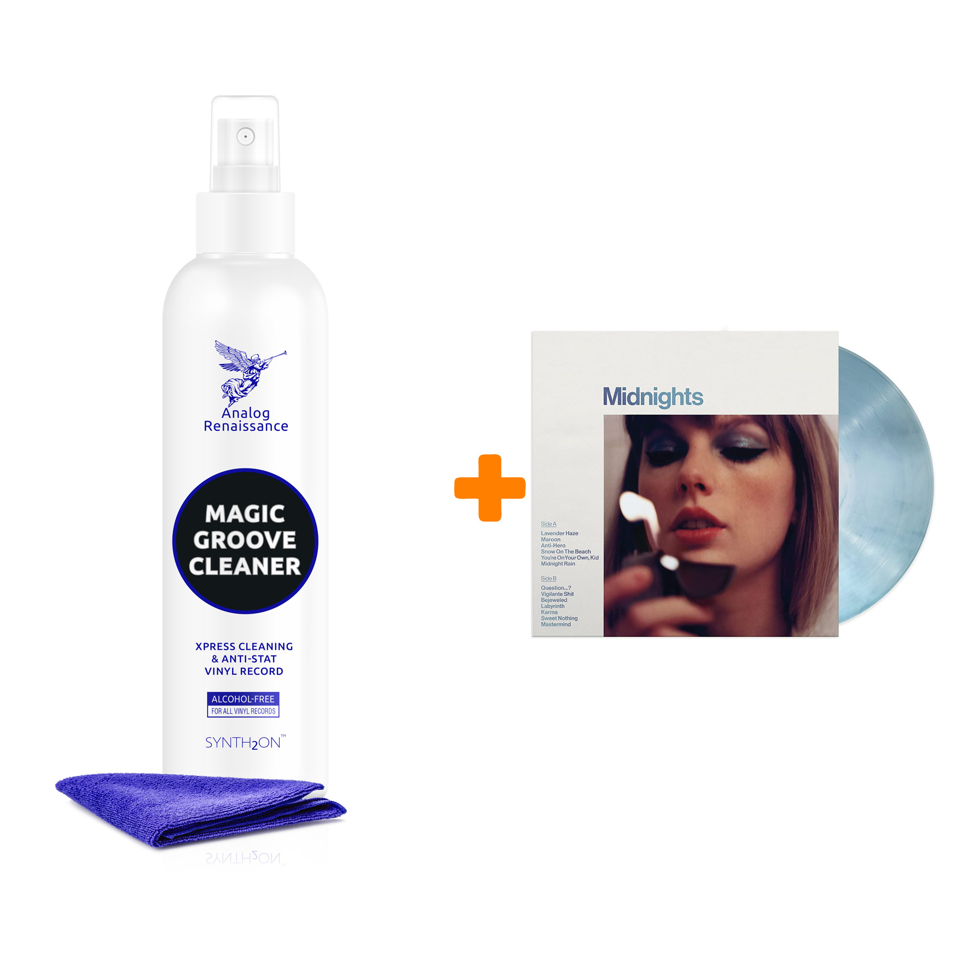 

SWIFT TAYLOR Midnights Limited Edition Moonstone Blue Marbled Vinyl LP + Спрей для очистки LP с микрофиброй 250мл Набор