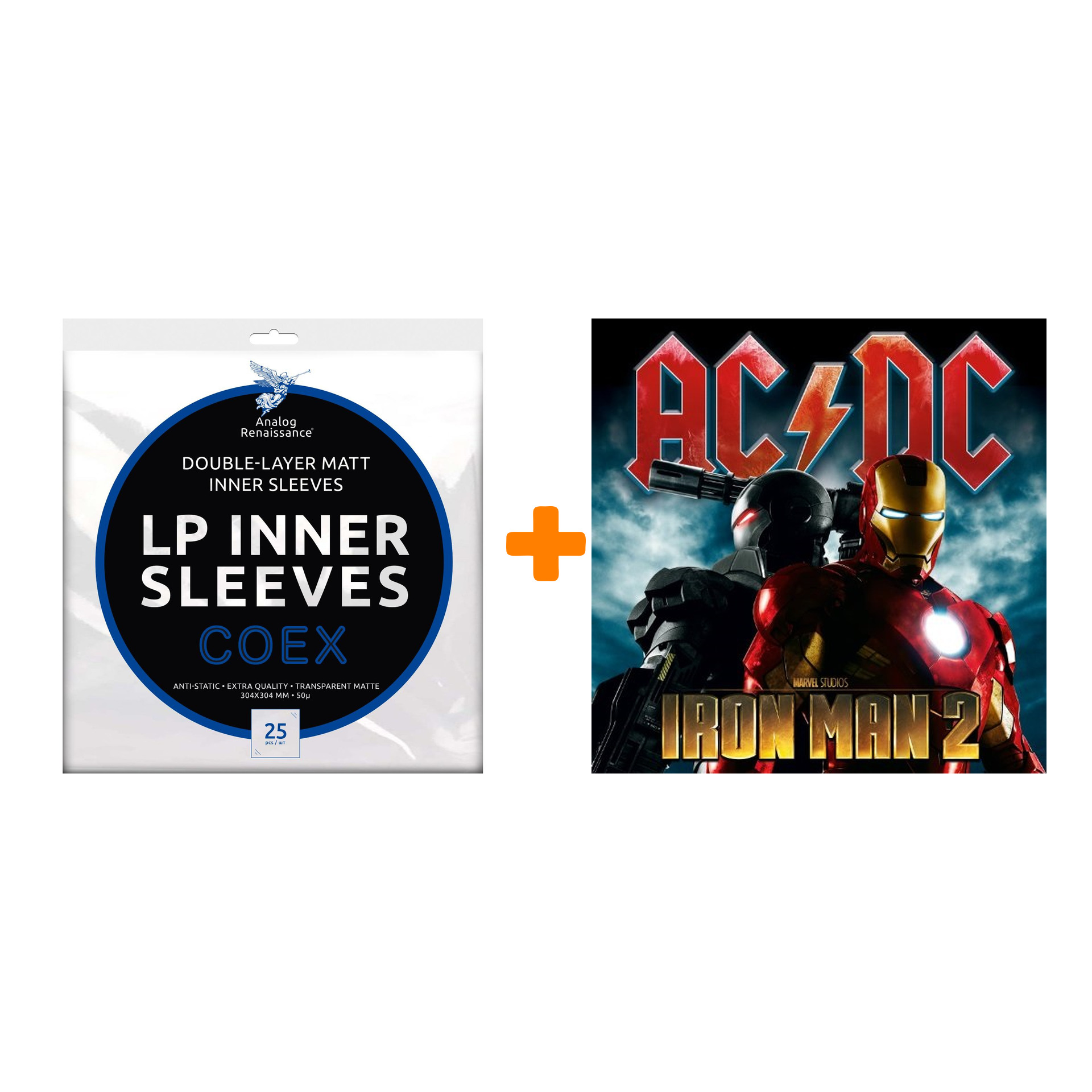 AC/DC OST Iron Man 2 2LP + Конверты внутренние COEX для грампластинок 12 25шт Набор