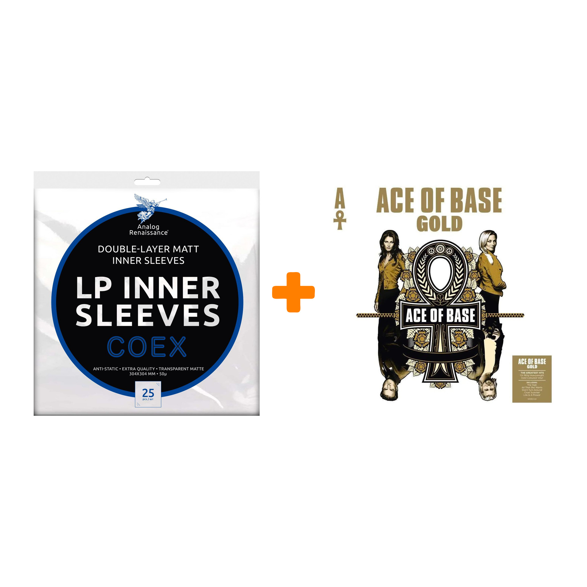 

ACE OF BASE Gold Coloured Gold Vinyl LP + Конверты внутренние COEX для грампластинок 12" 25шт Набор