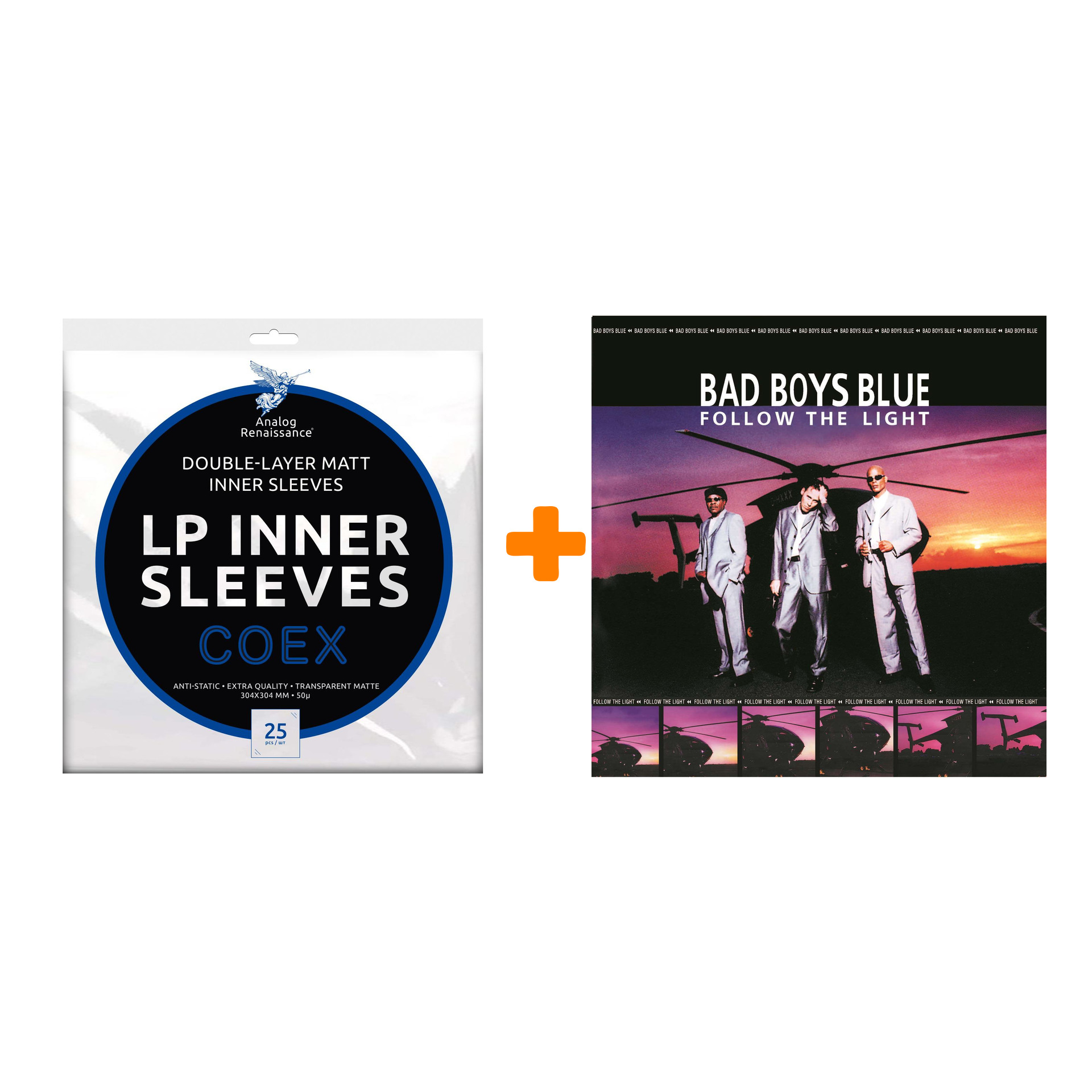 

BAD BOYS BLUE Follow The Light Coloured Pink & Purple Vinyl 2LP + Конверты внутренние COEX для грампластинок 12" 25шт Набор