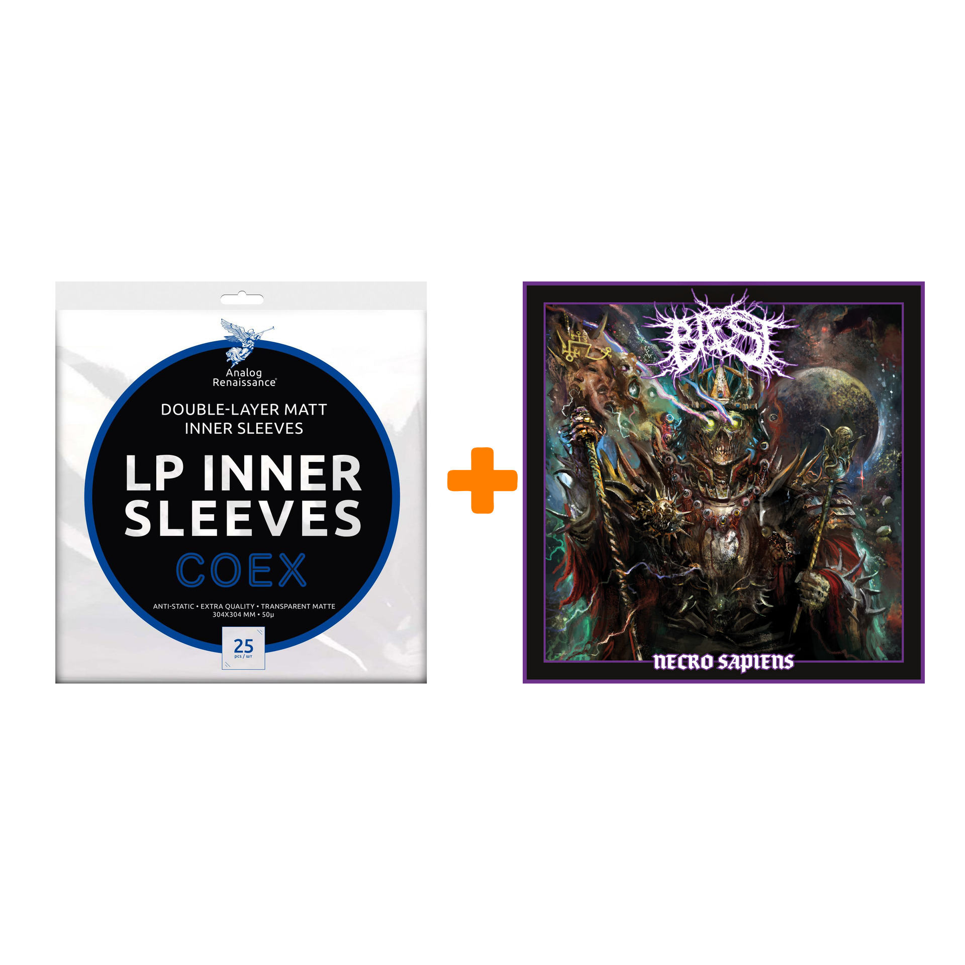 

BAEST Necro Sapiens LP+CD + Конверты внутренние COEX для грампластинок 12" 25шт Набор