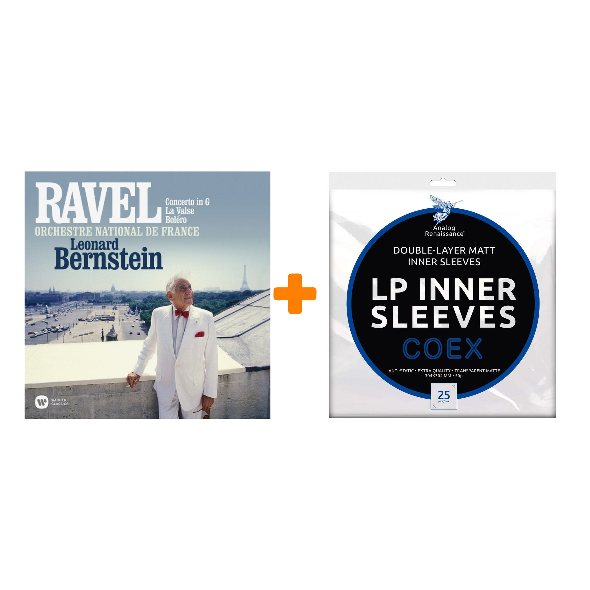 

BERNSTEIN LEONARD & ORCHESTRE NATIONAL DE FRANCE Ravel LP + Конверты внутренние COEX для грампластинок 12" 25шт Набор