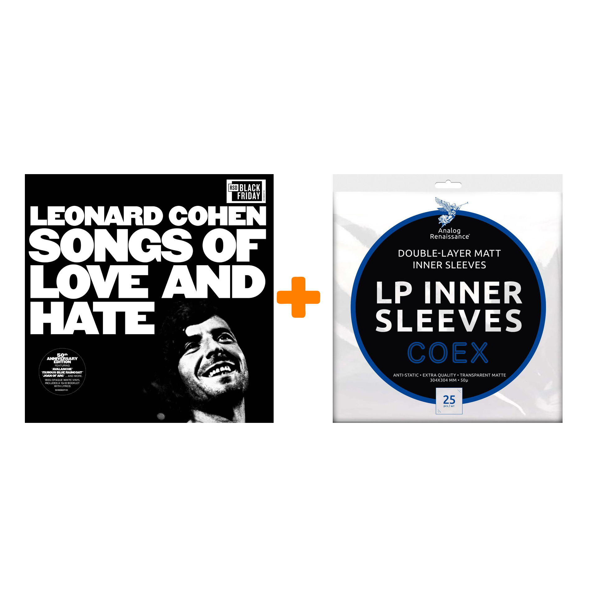 

COHEN LEONARD Songs Of Love And Hate 50th Anniversary Coloured White Vinyl LP + Конверты внутренние COEX для грампластинок 12" 25шт Набор