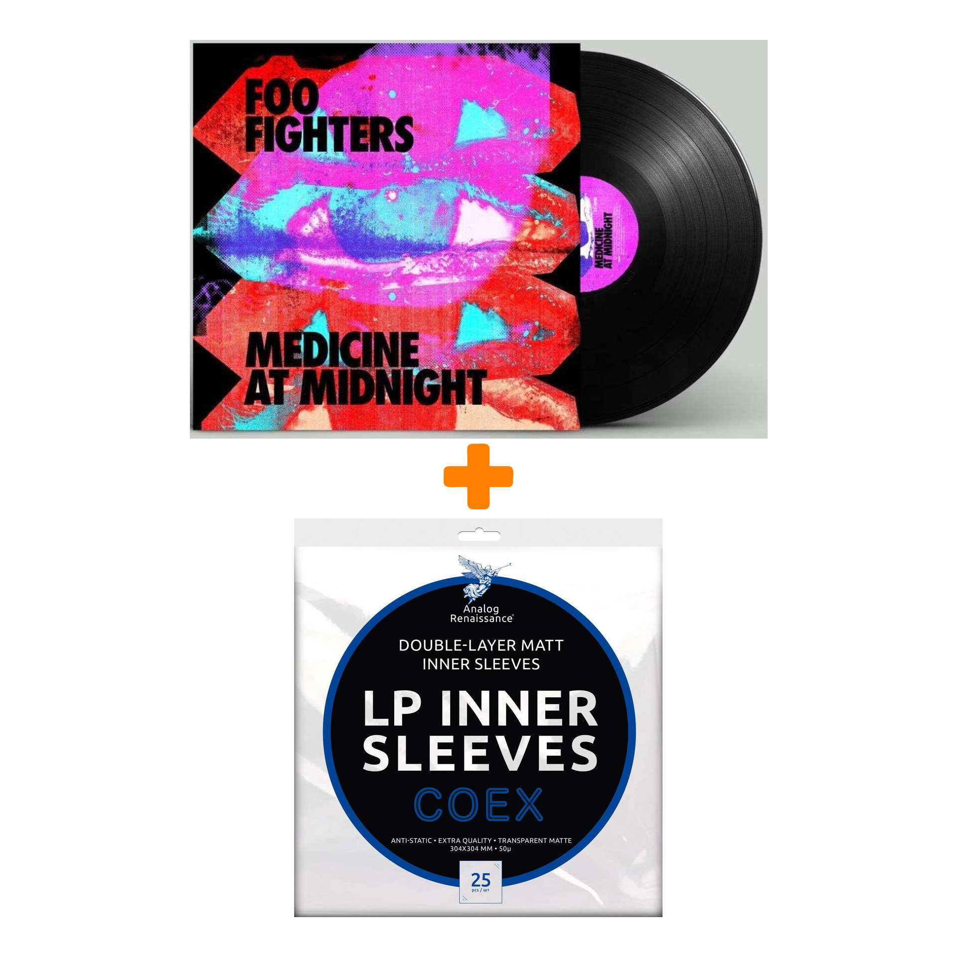 

FOO FIGHTERS Medicine At Midnight LP + Конверты внутренние COEX для грампластинок 12" 25шт Набор