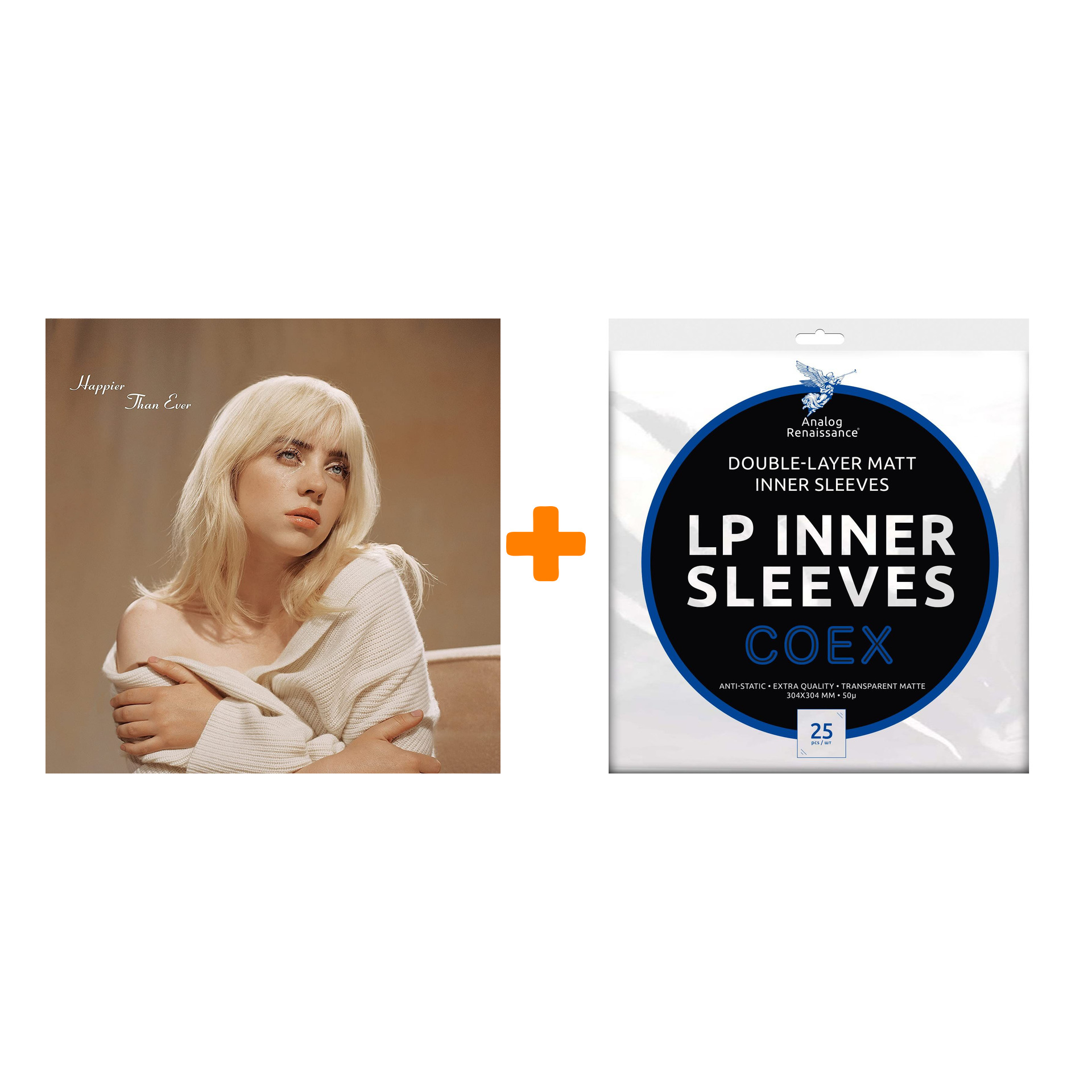 

EILISH BILLIE Happier Than Ever 2LP + Конверты внутренние COEX для грампластинок 12" 25шт Набор