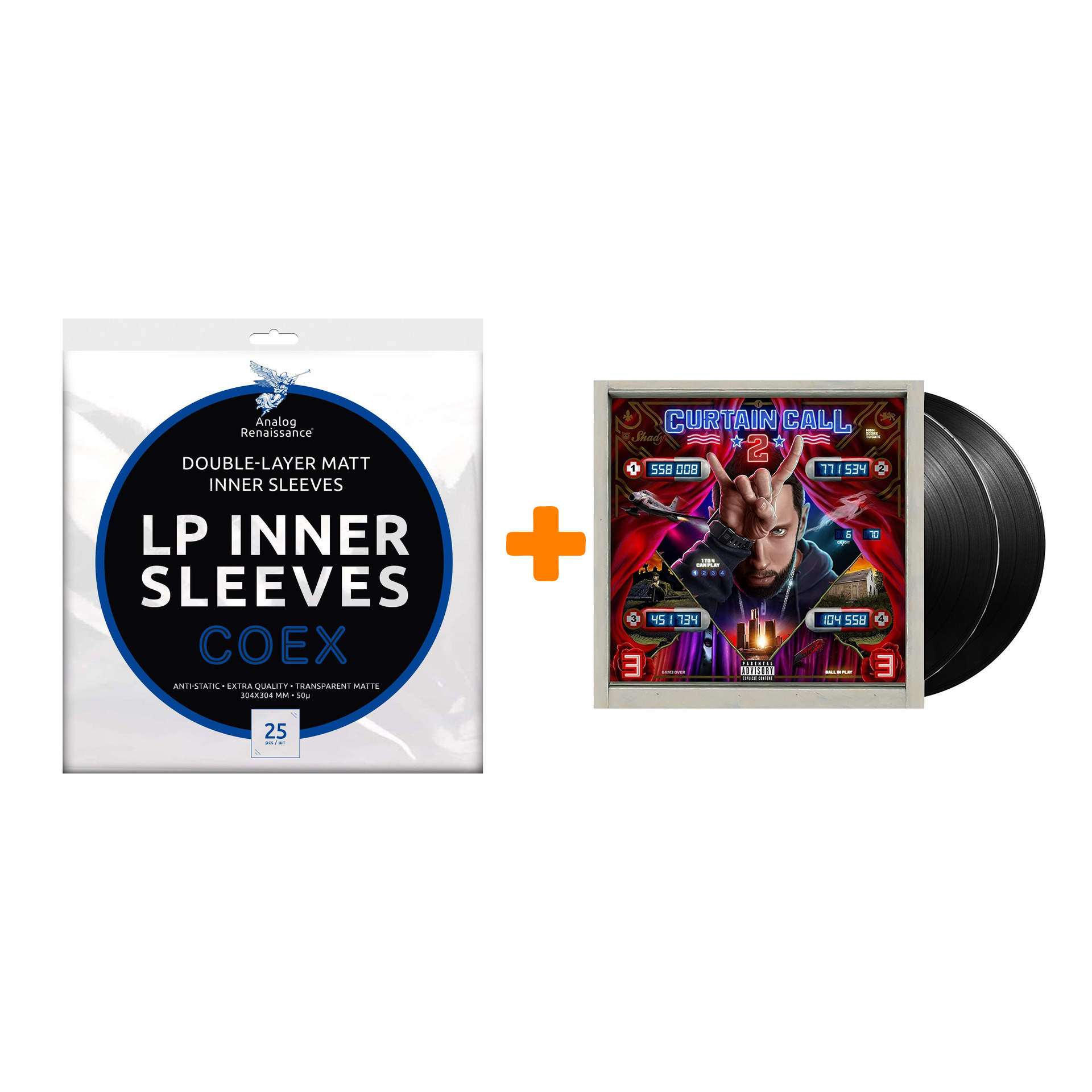 

EMINEM Curtain Call 2 2LP + Конверты внутренние COEX для грампластинок 12" 25шт Набор