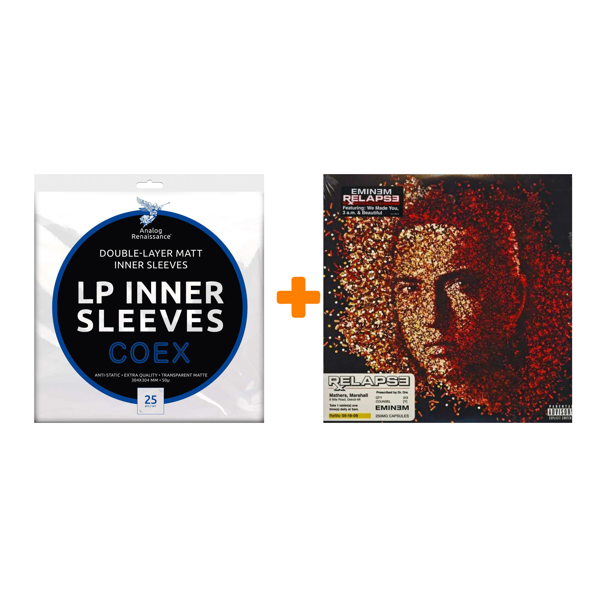 

EMINEM Relapse LP + Конверты внутренние COEX для грампластинок 12" 25шт Набор