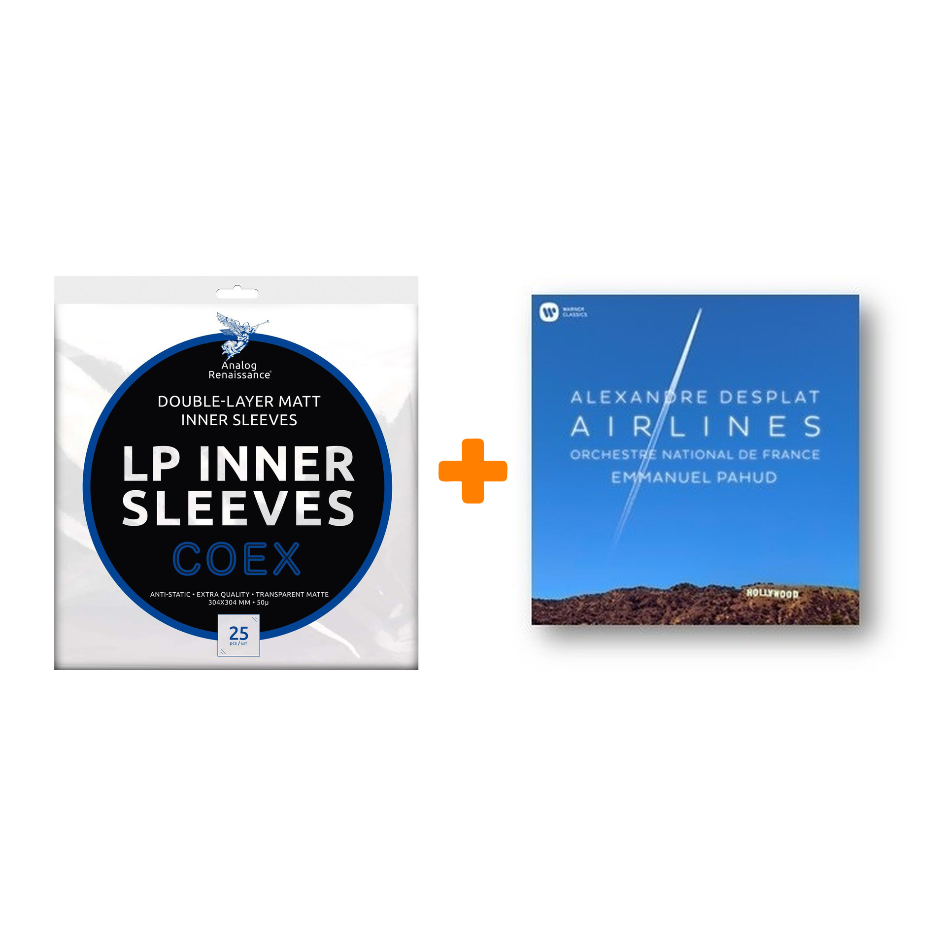 

EMMANUEL PAHUD & ORCHESTRE NATIONAL DE FRANCE Alexandre Desplat Airlines LP + Конверты внутренние COEX для грампластинок 12" 25шт Набор