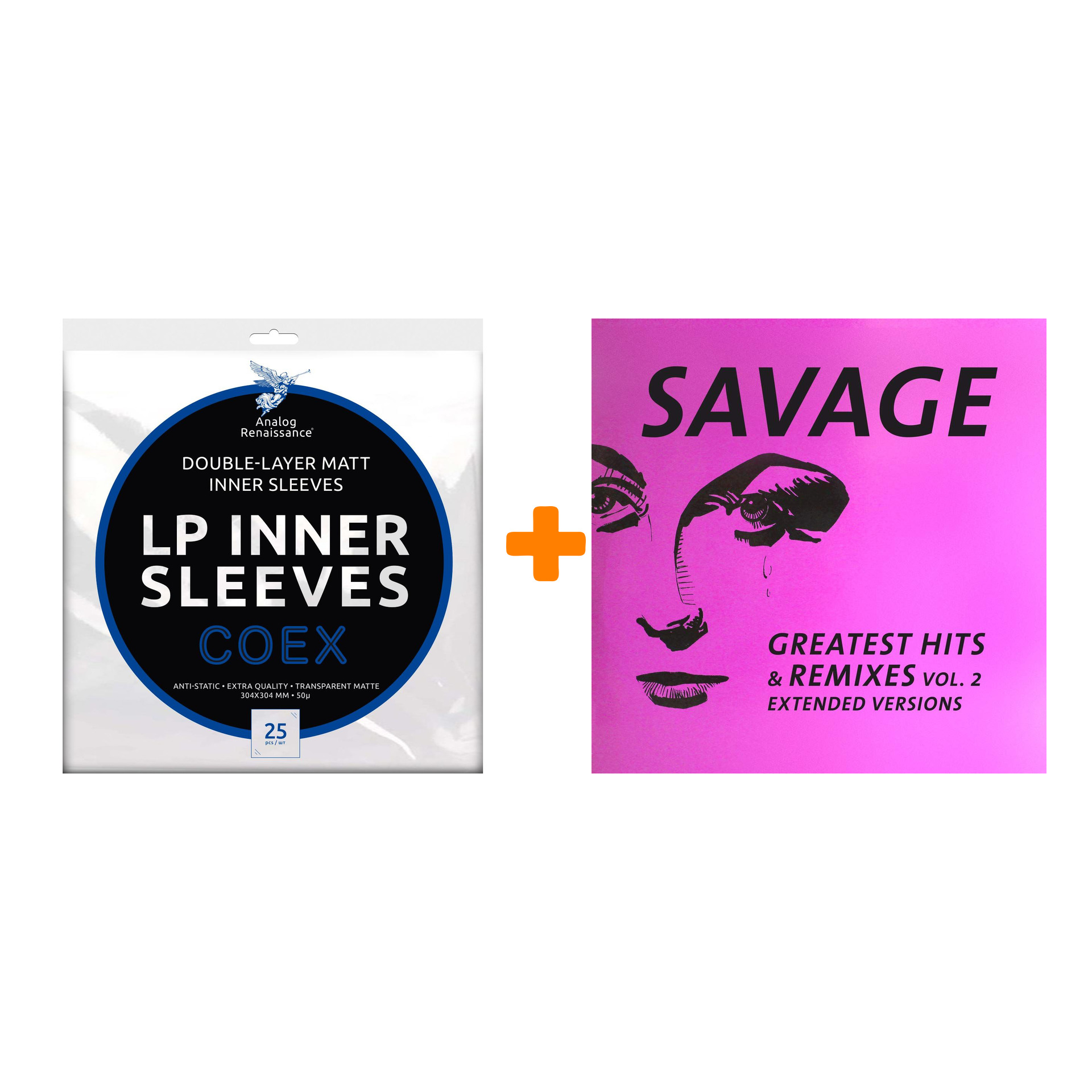 SAVAGE Greatest Hits & Remixes Vol.2 Extended Versions LP + Конверты внутренние COEX для грампластинок 12 25шт Набор