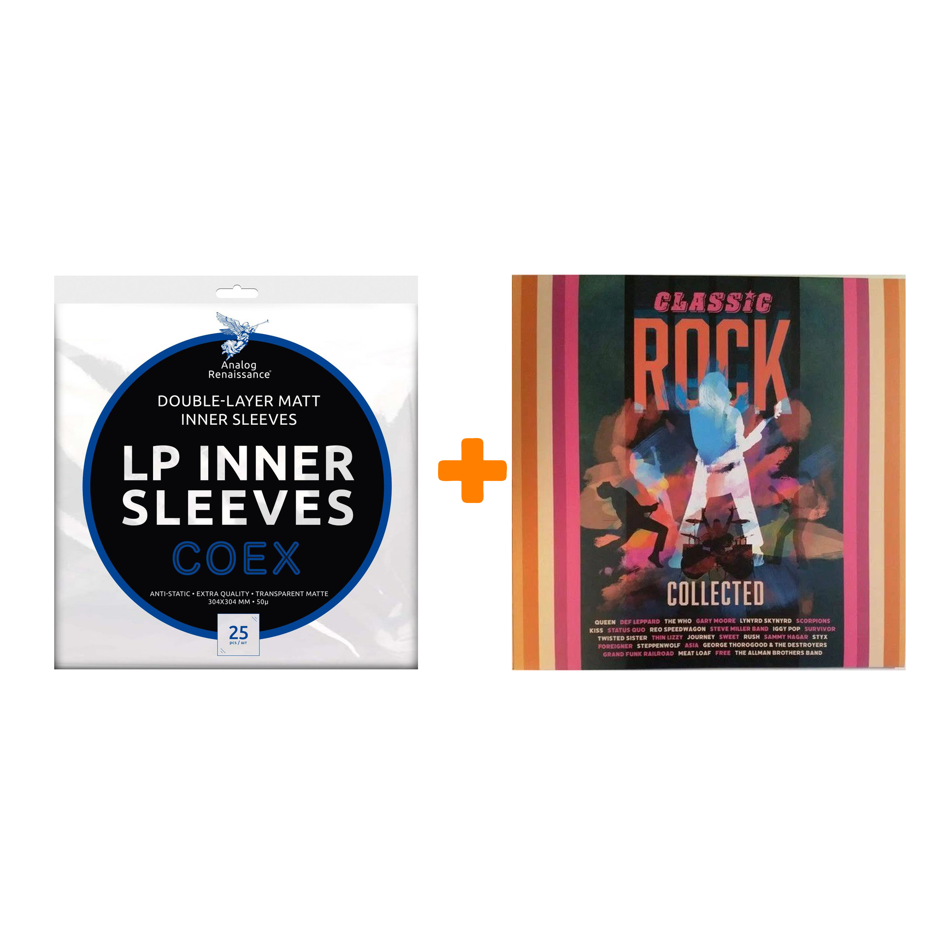 

V/A Classic Rock Collected Coloured Vinyl 2LP + Конверты внутренние COEX для грампластинок 12" 25шт Набор