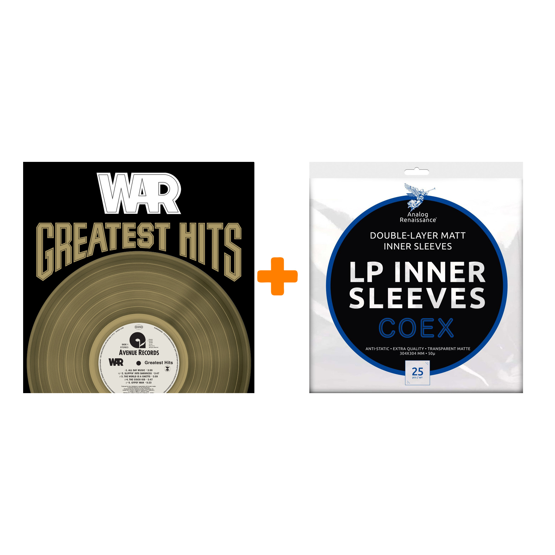 

WAR Greatest Hits Coloured Vinyl LP + Конверты внутренние COEX для грампластинок 12" 25шт Набор