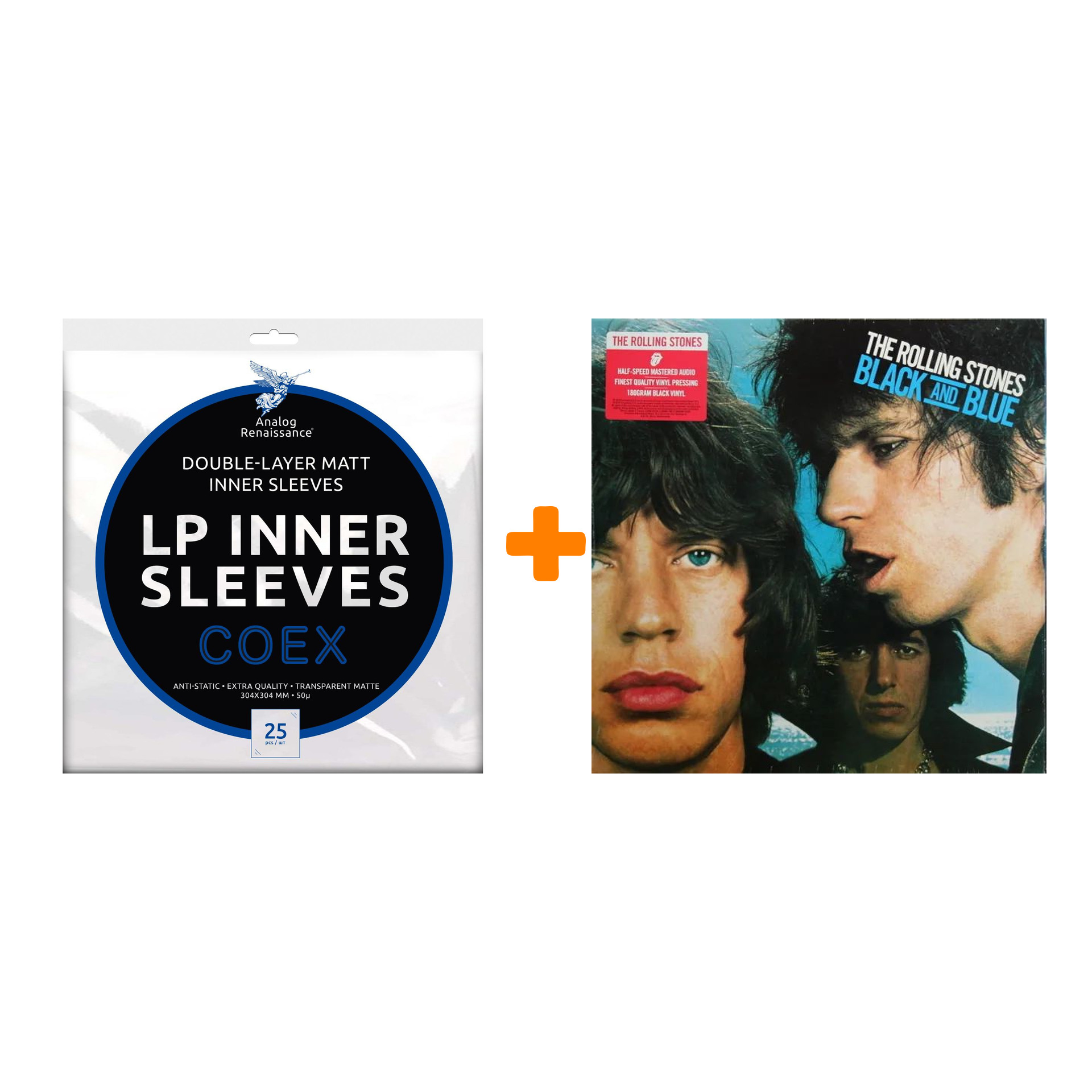 THE ROLLING STONES Black And Blue Half Speed LP + Конверты внутренние COEX для грампластинок 12 25шт Набор цена и фото