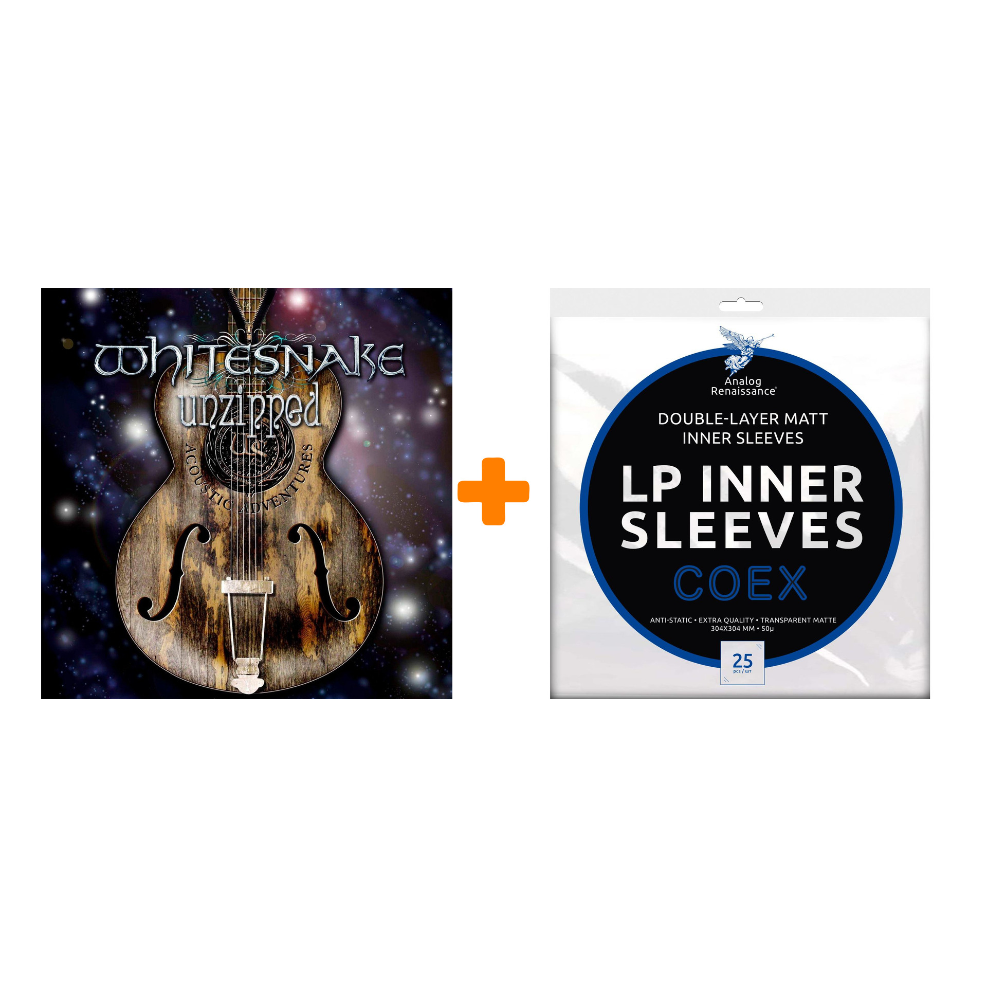 

WHITESNAKE Unzipped 2LP + Конверты внутренние COEX для грампластинок 12" 25шт Набор