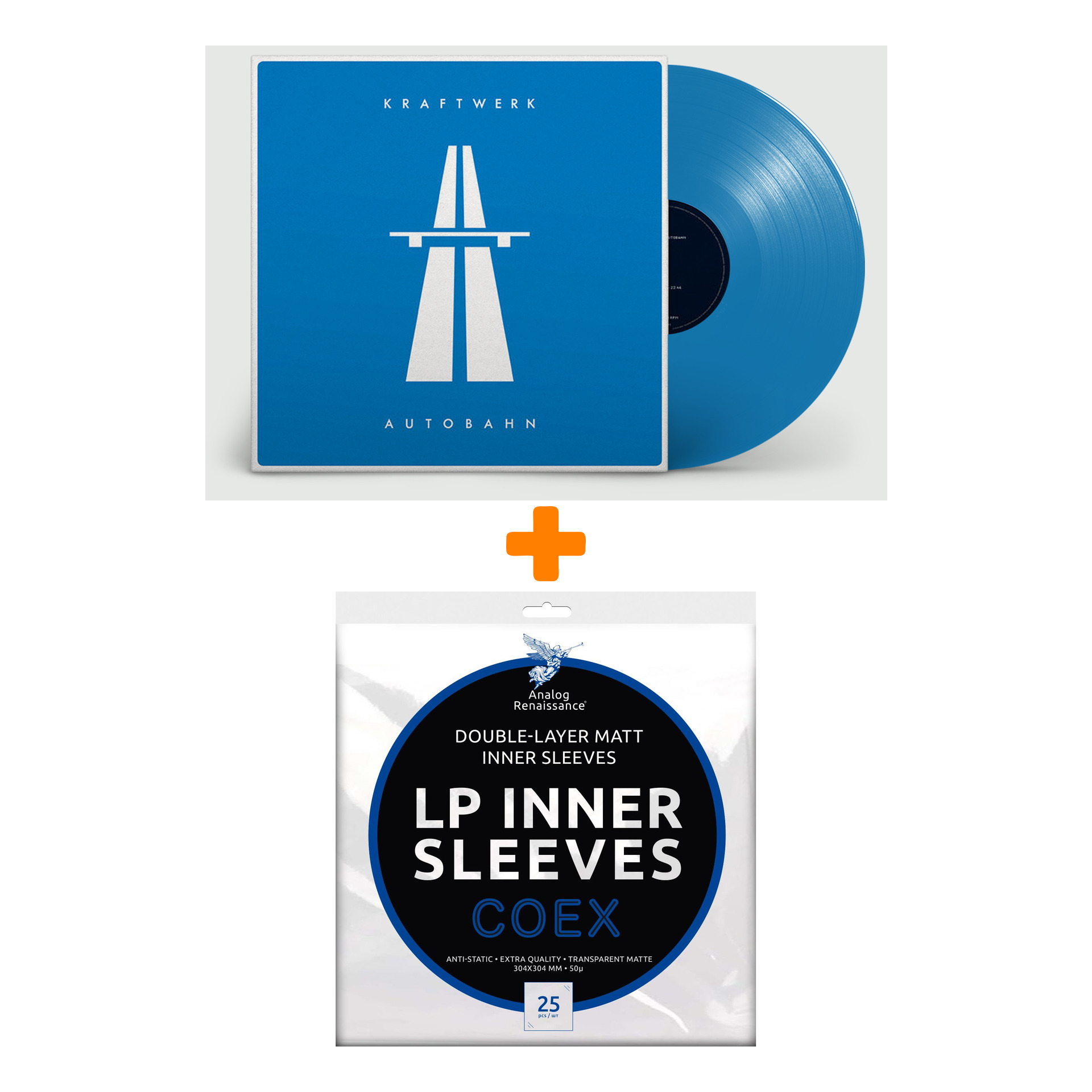 

KRAFTWERK Autobahn Coloured Blue Vinyl LP + Конверты внутренние COEX для грампластинок 12" 25шт Набор