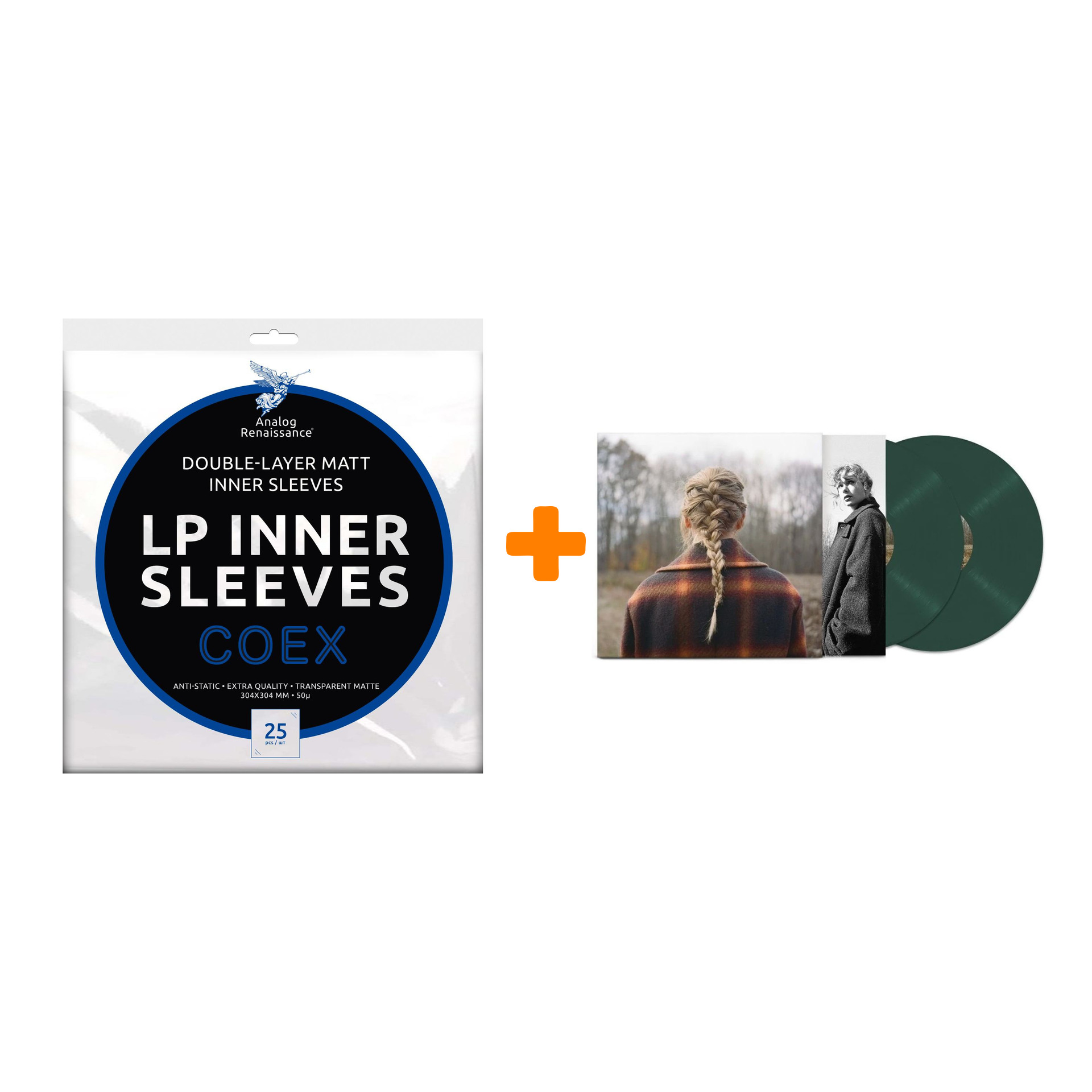 

SWIFT TAYLOR Evermore Deluxe Edition Coloured Green Vinyl 2LP + Конверты внутренние COEX для грампластинок 12" 25шт Набор