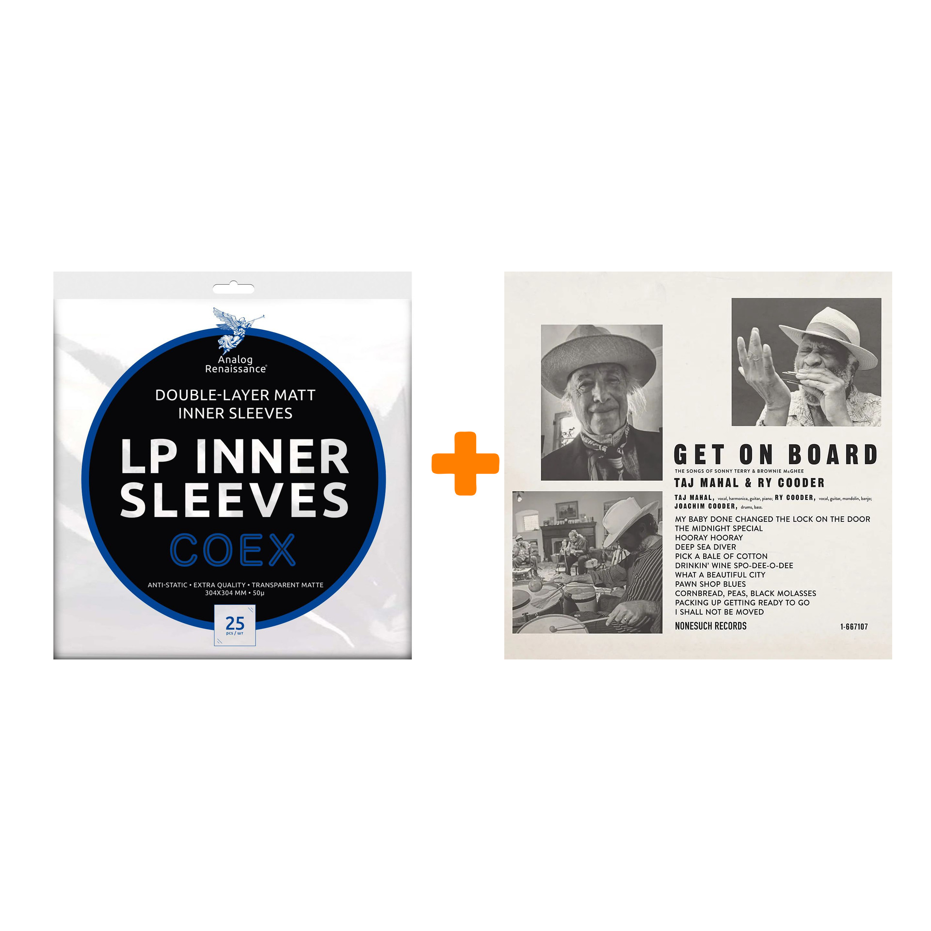 

TAJ MAHAL & COODER RY Get On Board LP + Конверты внутренние COEX для грампластинок 12" 25шт Набор