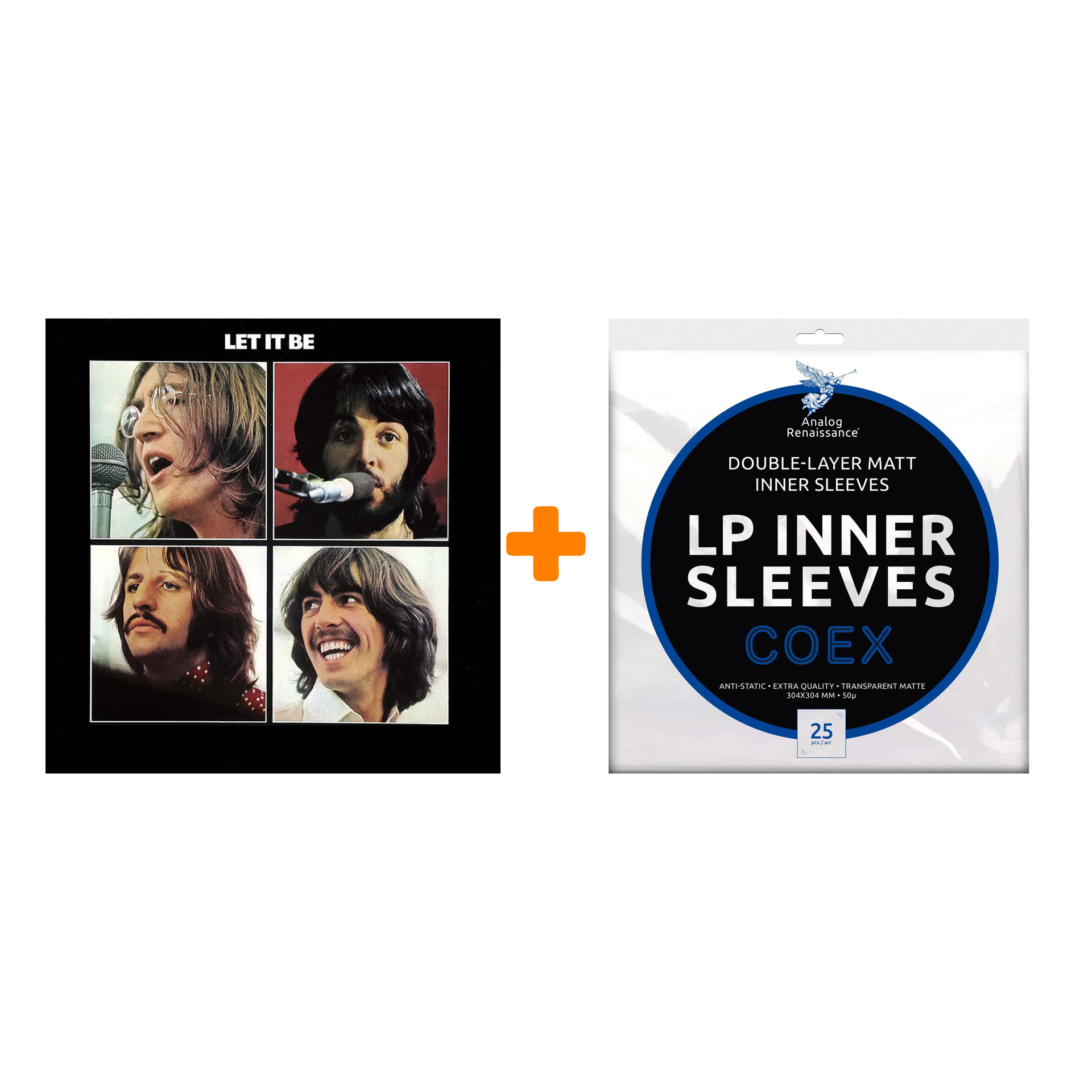 

THE BEATLES Let It Be LP + Конверты внутренние COEX для грампластинок 12" 25шт Набор