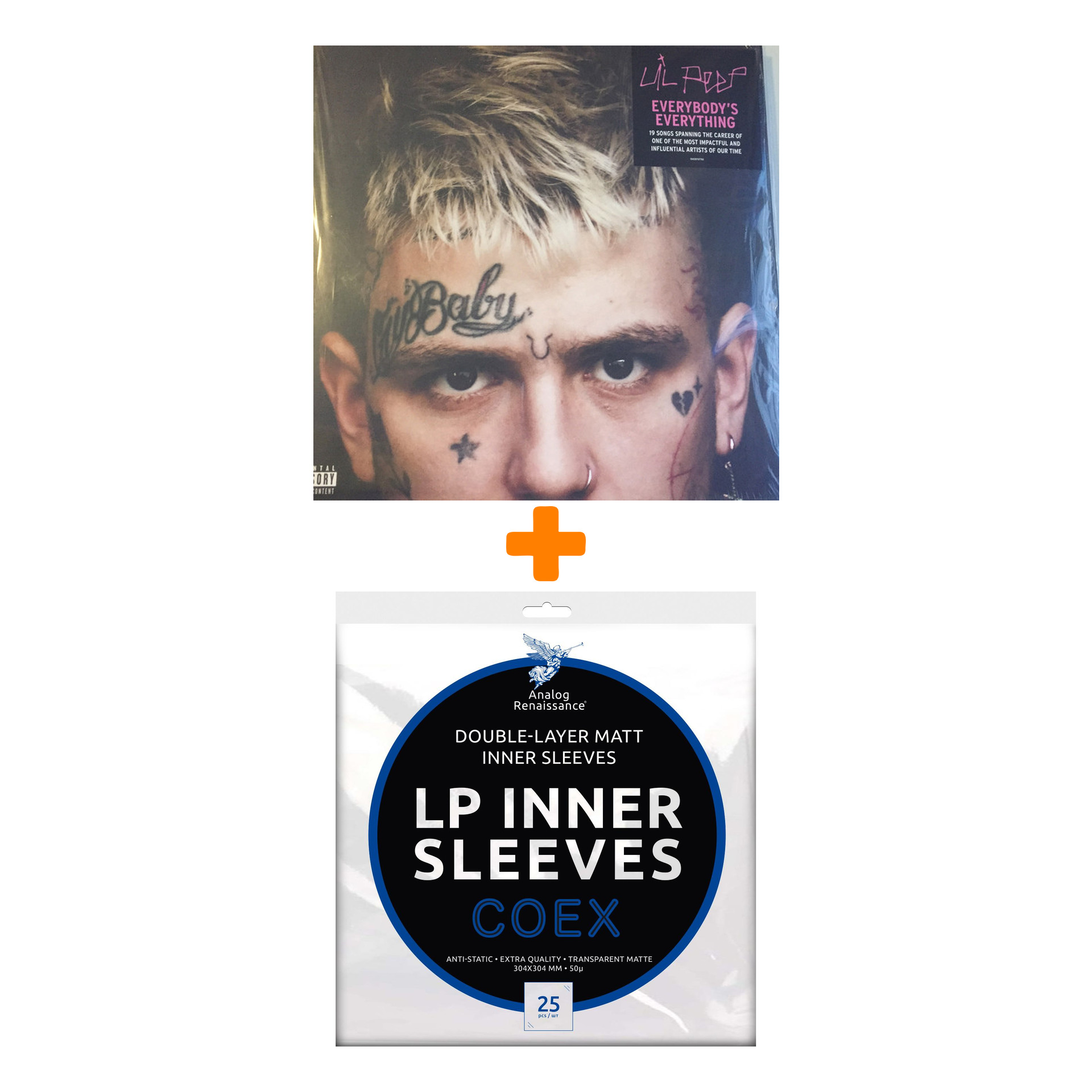

LIL PEEP Everybody`s Everything 2LP + Конверты внутренние COEX для грампластинок 12" 25шт Набор