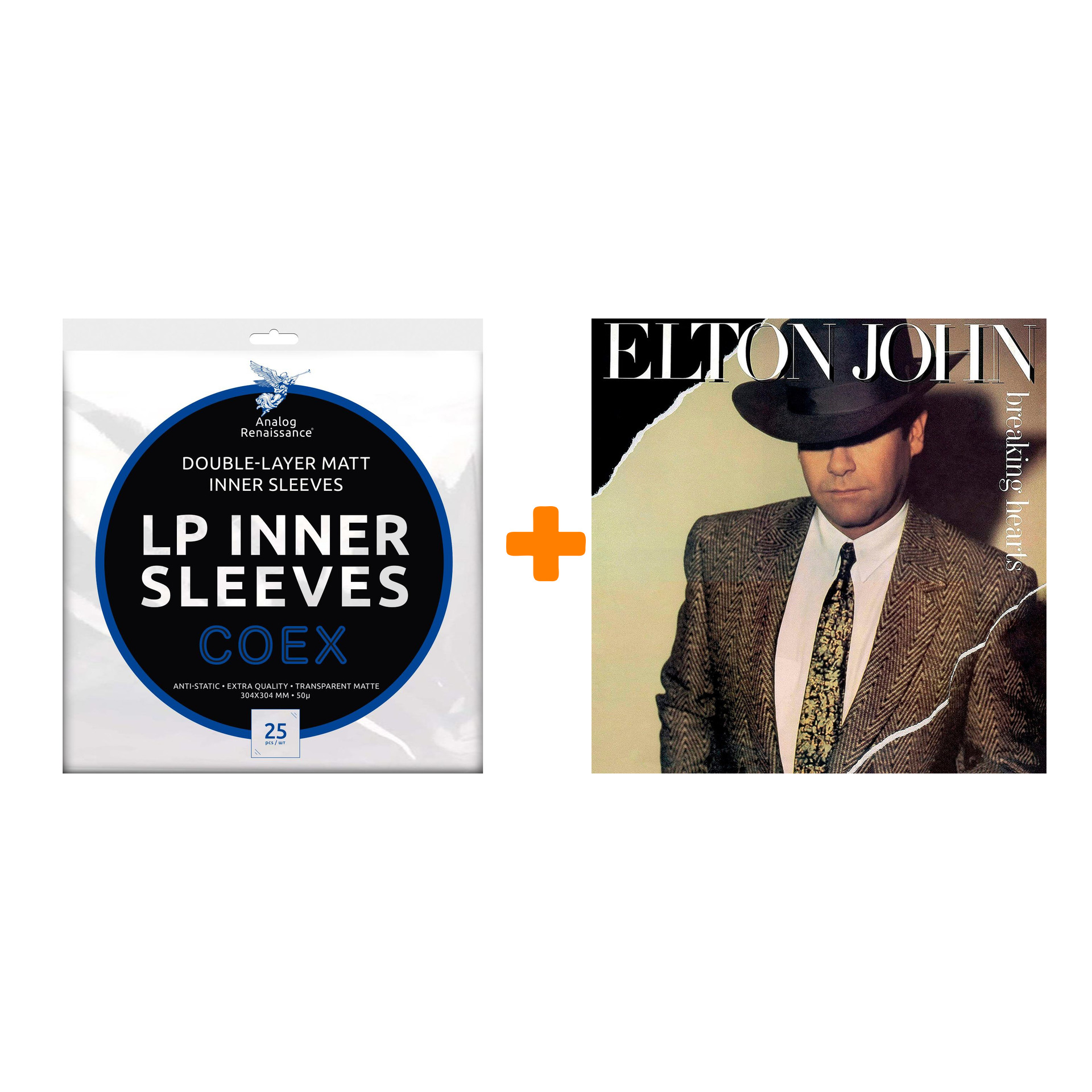 цена JOHN ELTON Breaking Hearts Remastered LP + Конверты внутренние COEX для грампластинок 12 25шт Набор