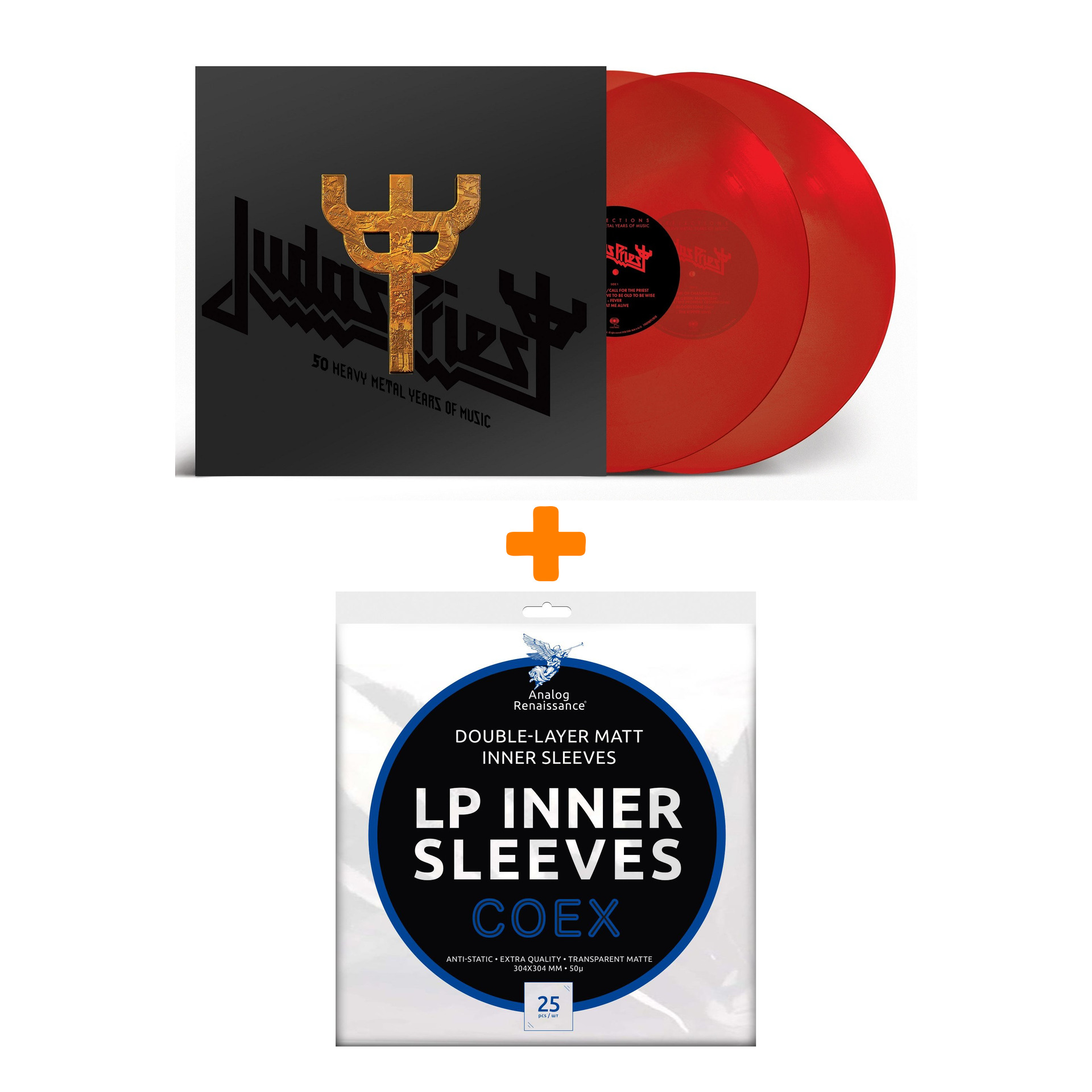 

JUDAS PRIEST Reflections 50 Heavy Metal Years Of Music Coloured Red Vinyl 2LP + Конверты внутренние COEX для грампластинок 12" 25шт Набор