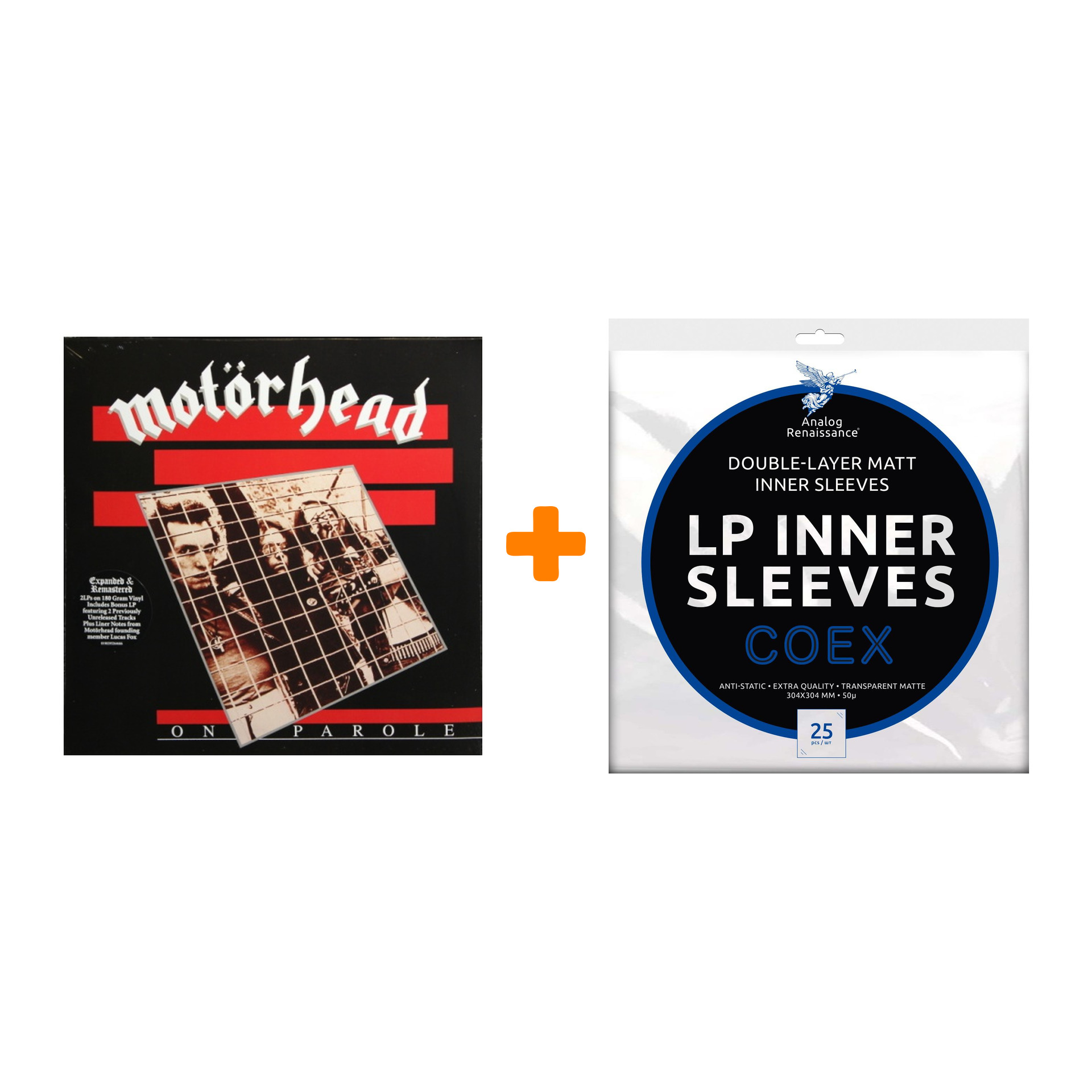 

MOTORHEAD On Parole 2LP + Конверты внутренние COEX для грампластинок 12" 25шт Набор
