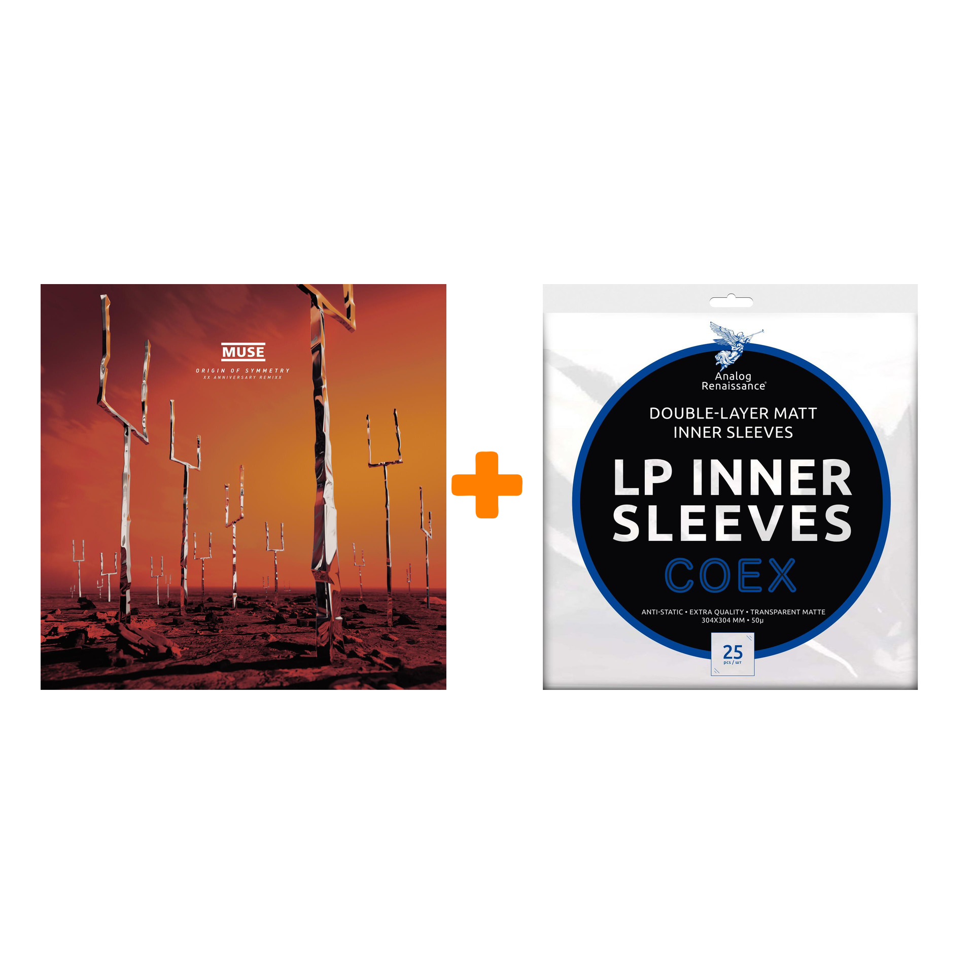 

MUSE Origin Of Symmetry XX Anniversary RemiXX 2LP + Конверты внутренние COEX для грампластинок 12" 25шт Набор