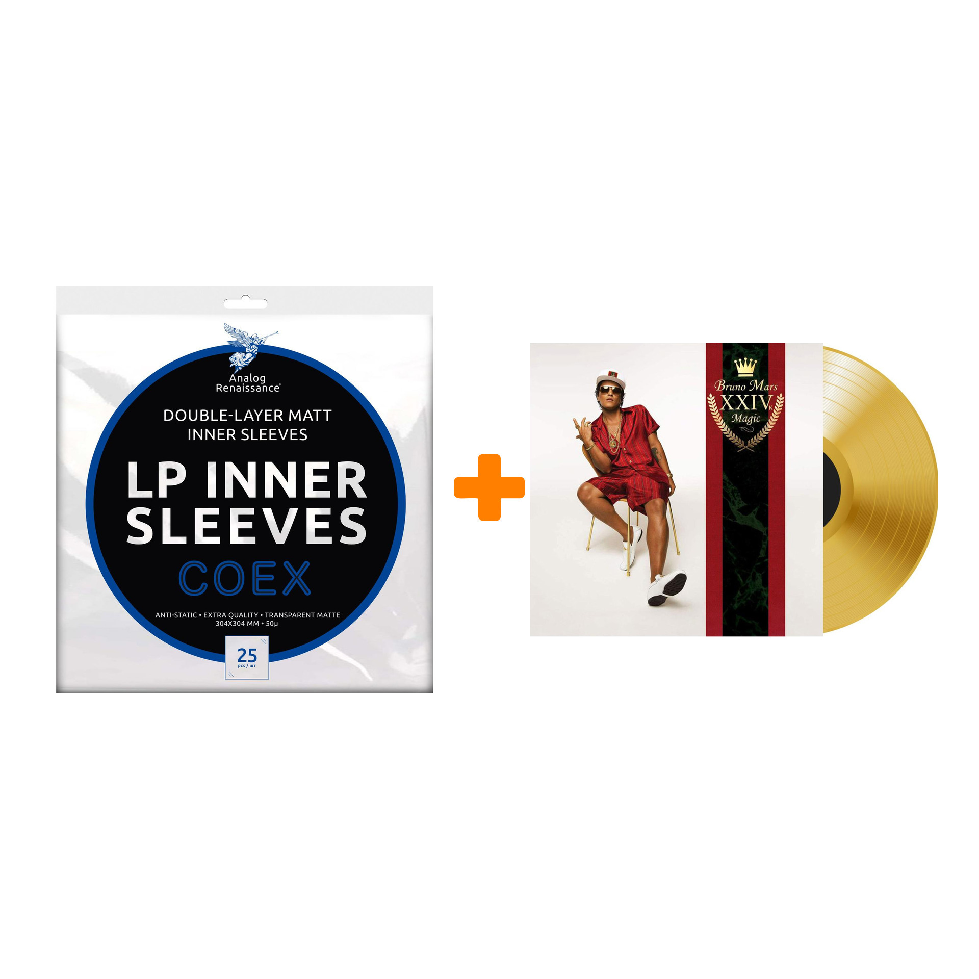 

MARS BRUNO 24K Magic 5th Anniversary Gold Viny LP + Конверты внутренние COEX для грампластинок 12" 25шт Набор