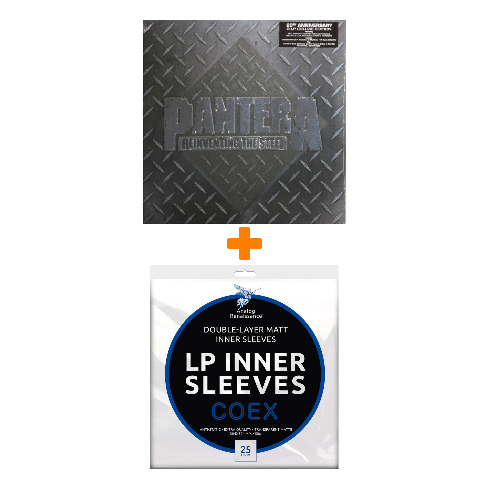 

PANTERA 20th Anniversary Reinventing The Steel Silver Vinyl 2LP + Конверты внутренние COEX для грампластинок 12" 25шт Набор