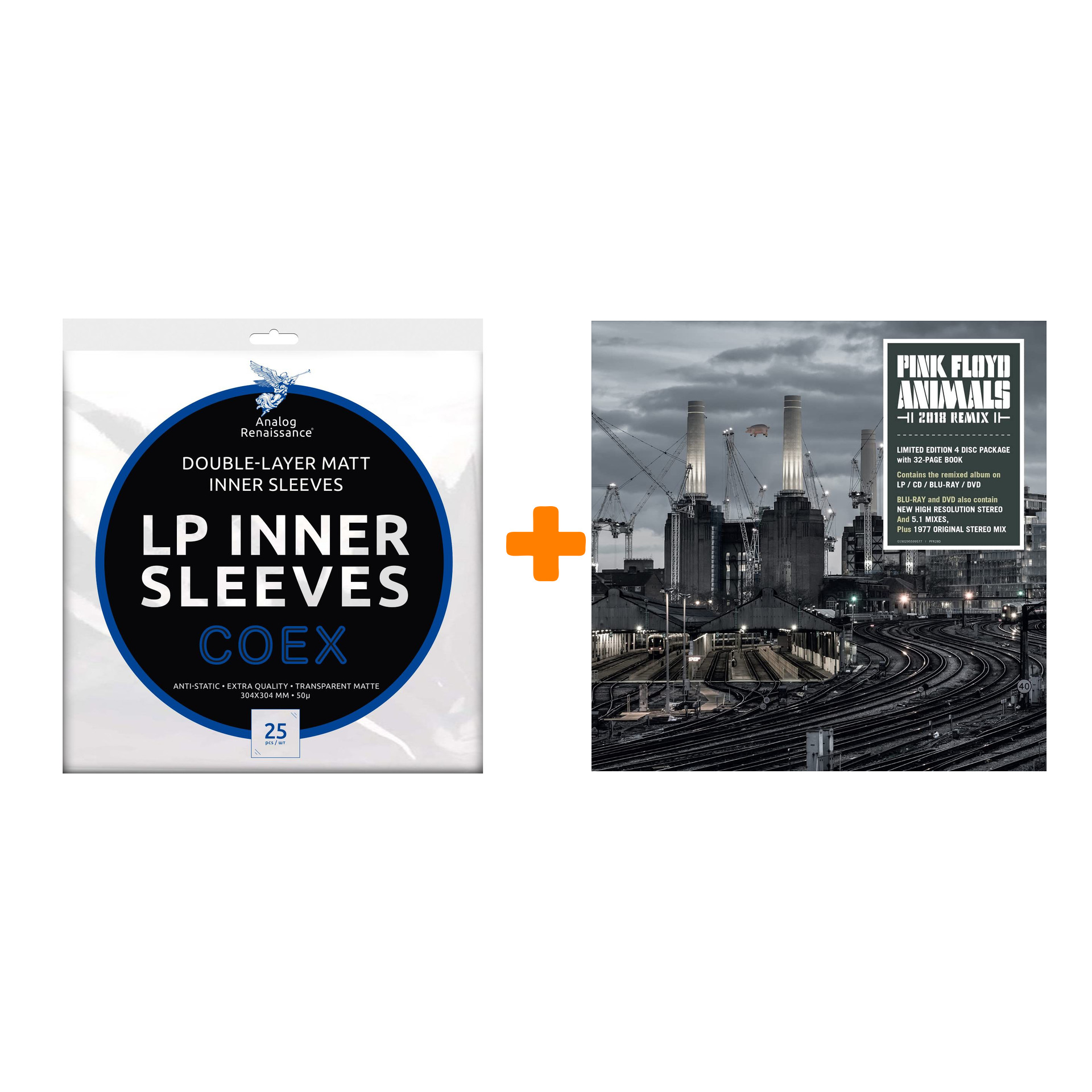 PINK FLOYD Animals 2018 Remix LP+CD+DVD+BD + Конверты внутренние COEX для грампластинок 12 25шт Набор