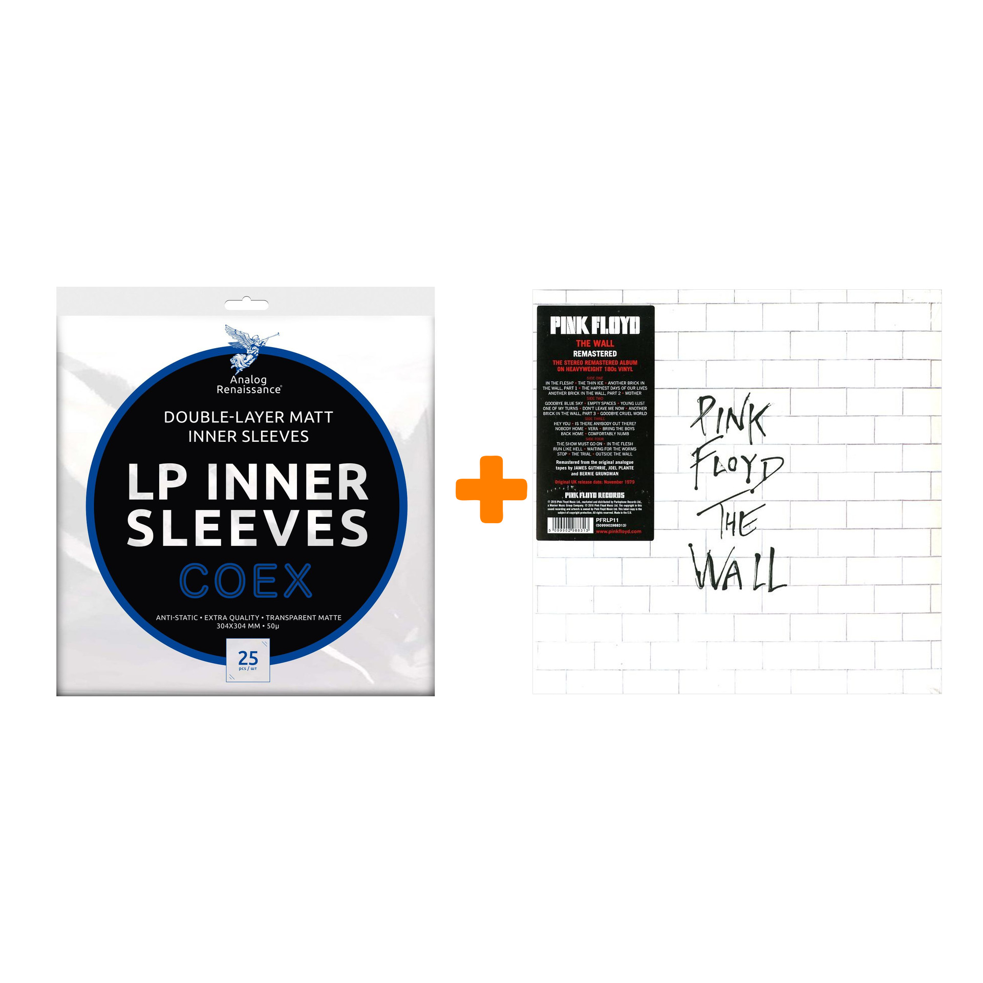 

PINK FLOYD The Wall 2LP + Конверты внутренние COEX для грампластинок 12" 25шт Набор