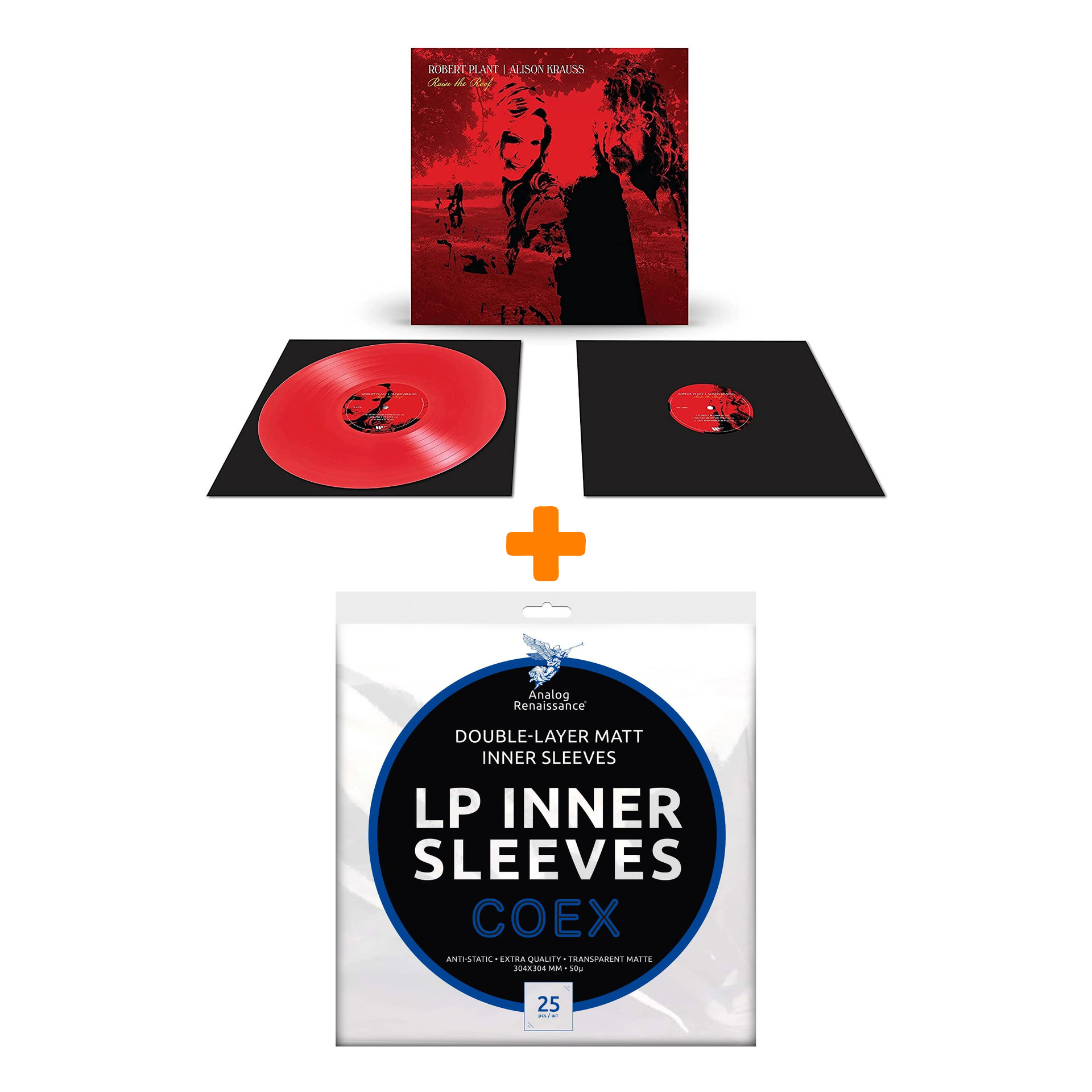 

PLANT ROBERT & ALISON KRAUSS Raise The Roof Clear Red Vinyl 2LP + Конверты внутренние COEX для грампластинок 12" 25шт Набор