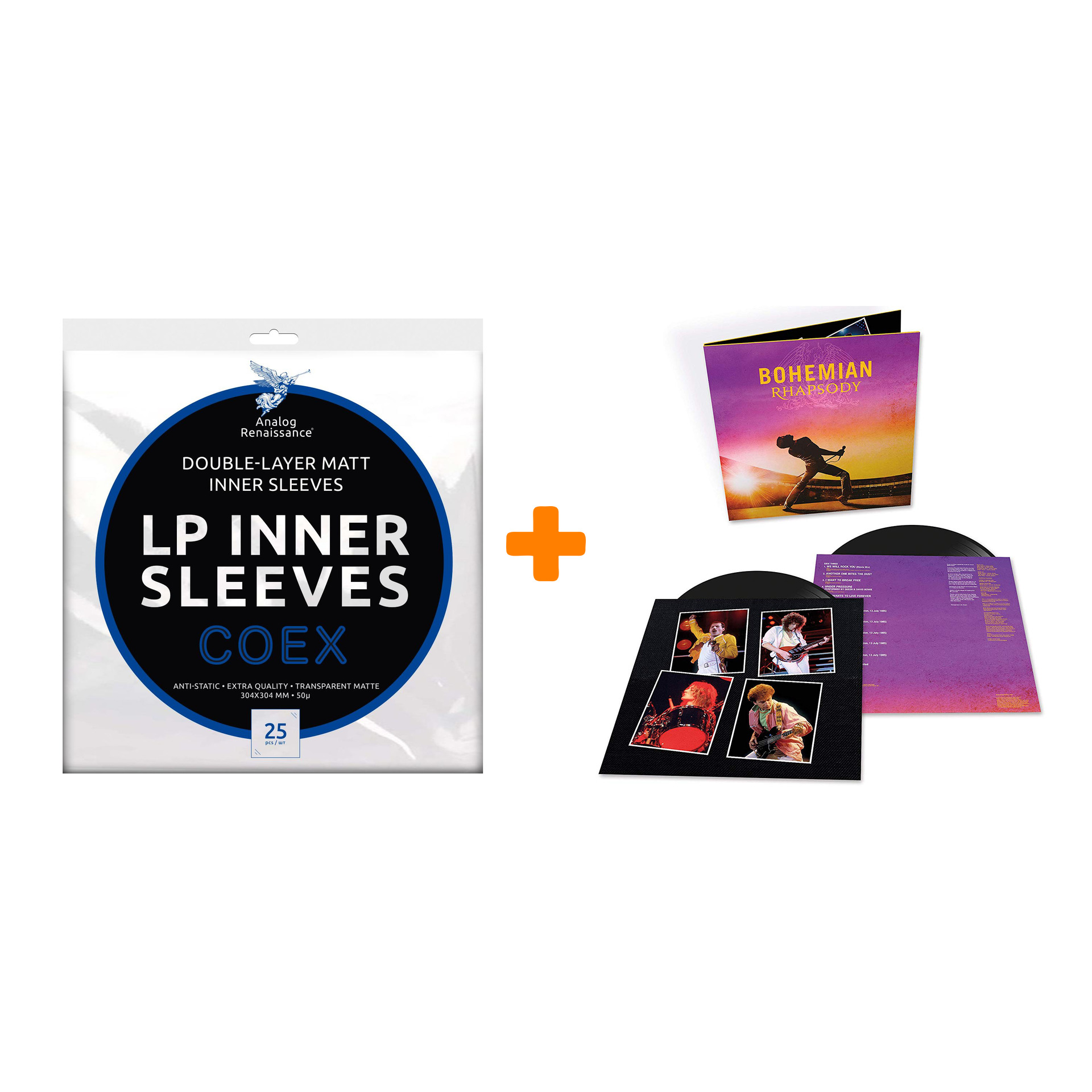 QUEEN Bohemian Rhapsody 2LP + Конверты внутренние COEX для грампластинок 12 25шт Набор цена и фото
