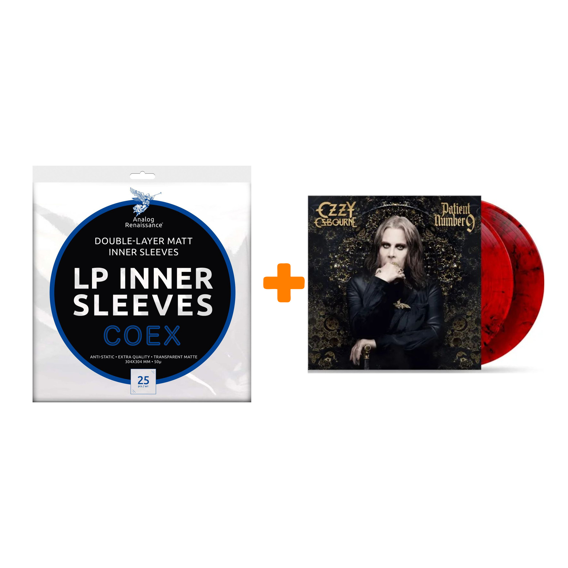 

OSBOURNE OZZY Patient Number 9 Coloured Red & Black Marble Vinyl 2LP + Конверты внутренние COEX для грампластинок 12" 25шт Набор