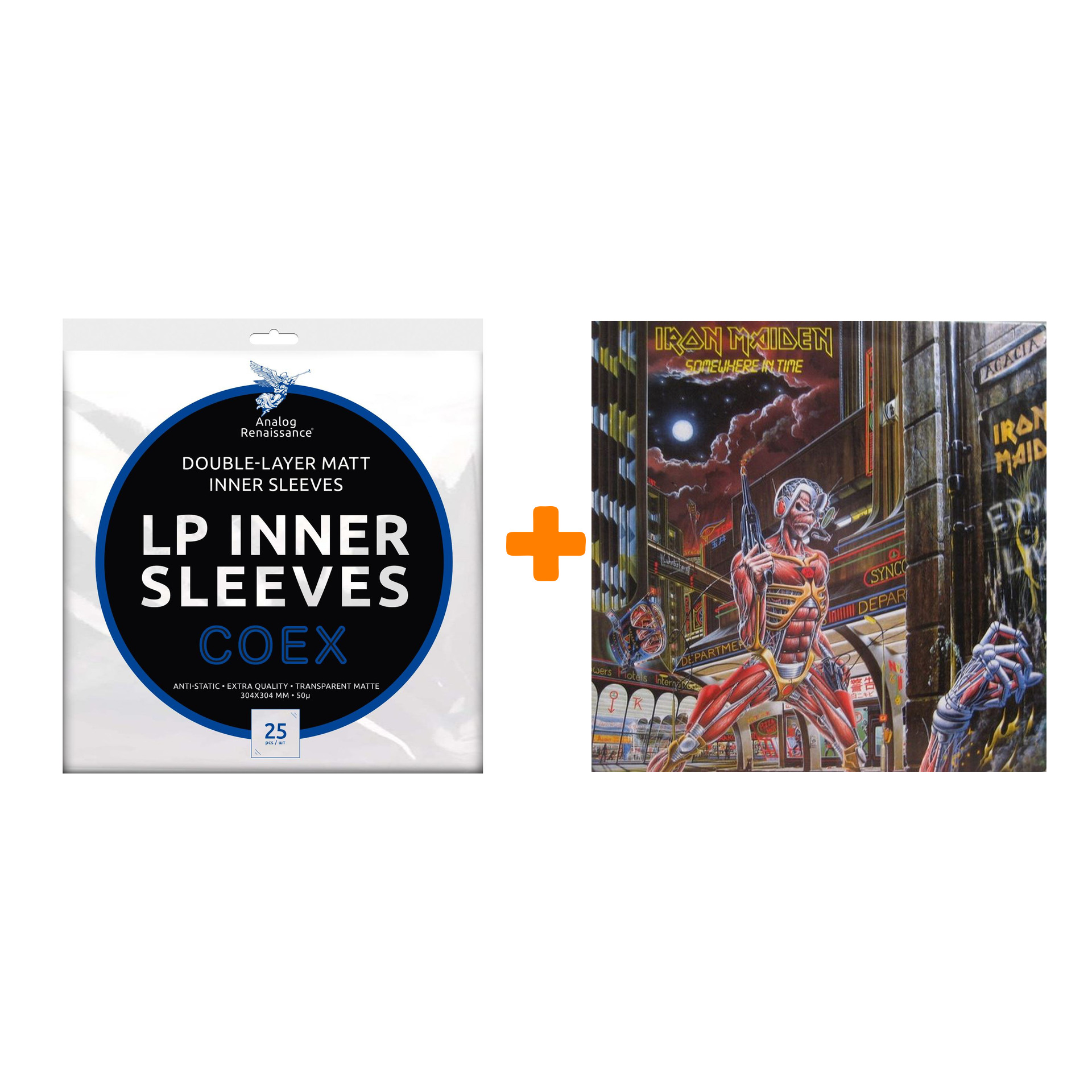 IRON MAIDEN Somewere In Time LP + Конверты внутренние COEX для грампластинок 12 25шт Набор цена и фото