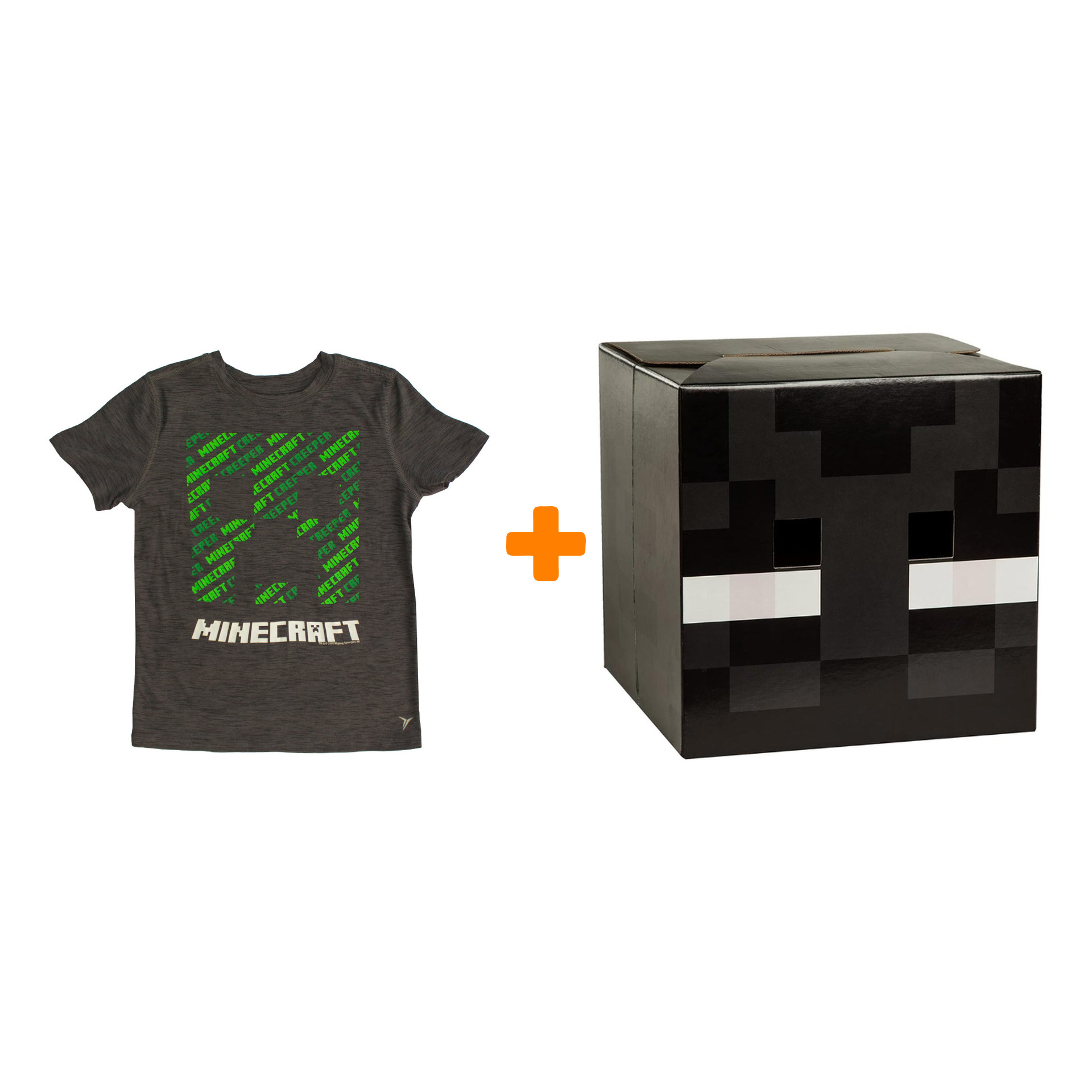 Набор Minecraft (футболка Minecraft Creeper XS + Маска-голова Minecraft)