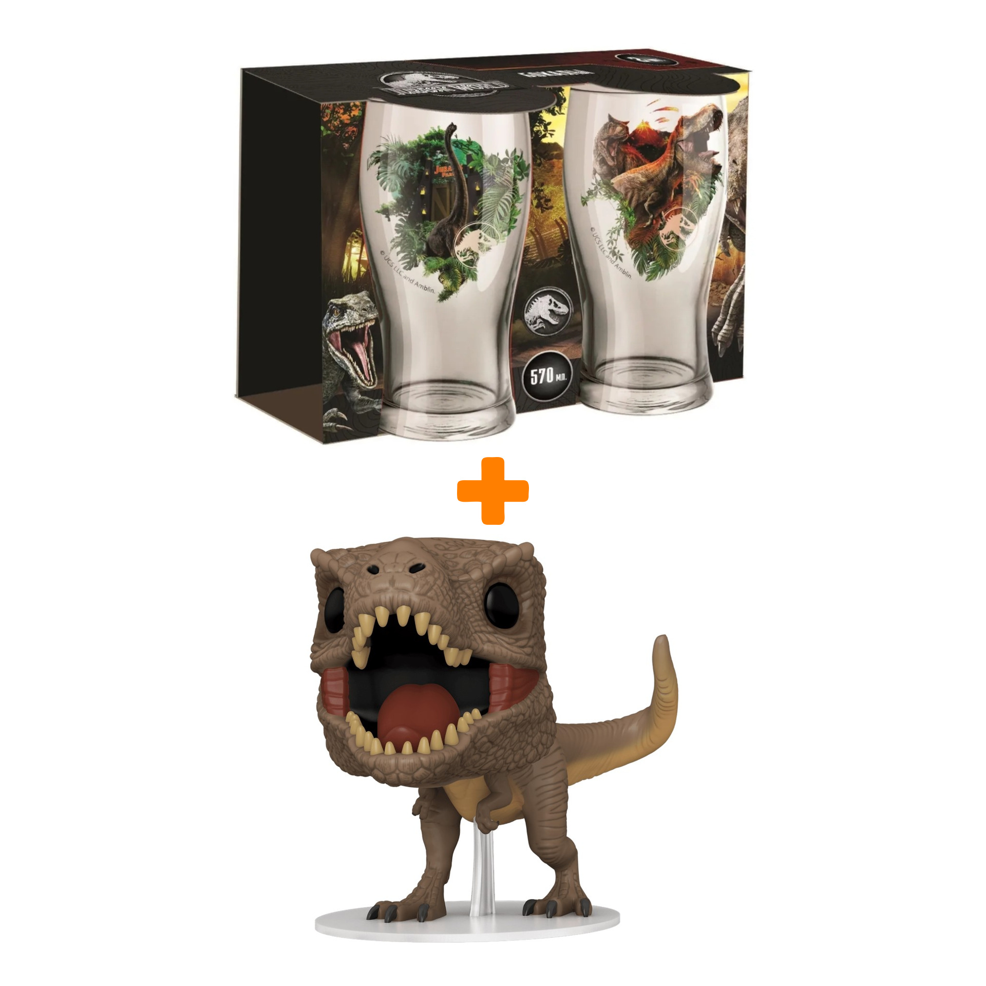 

Набор Jurassic World (фигурка Jurassic World Dominion – T-Rex + набор бокалов)