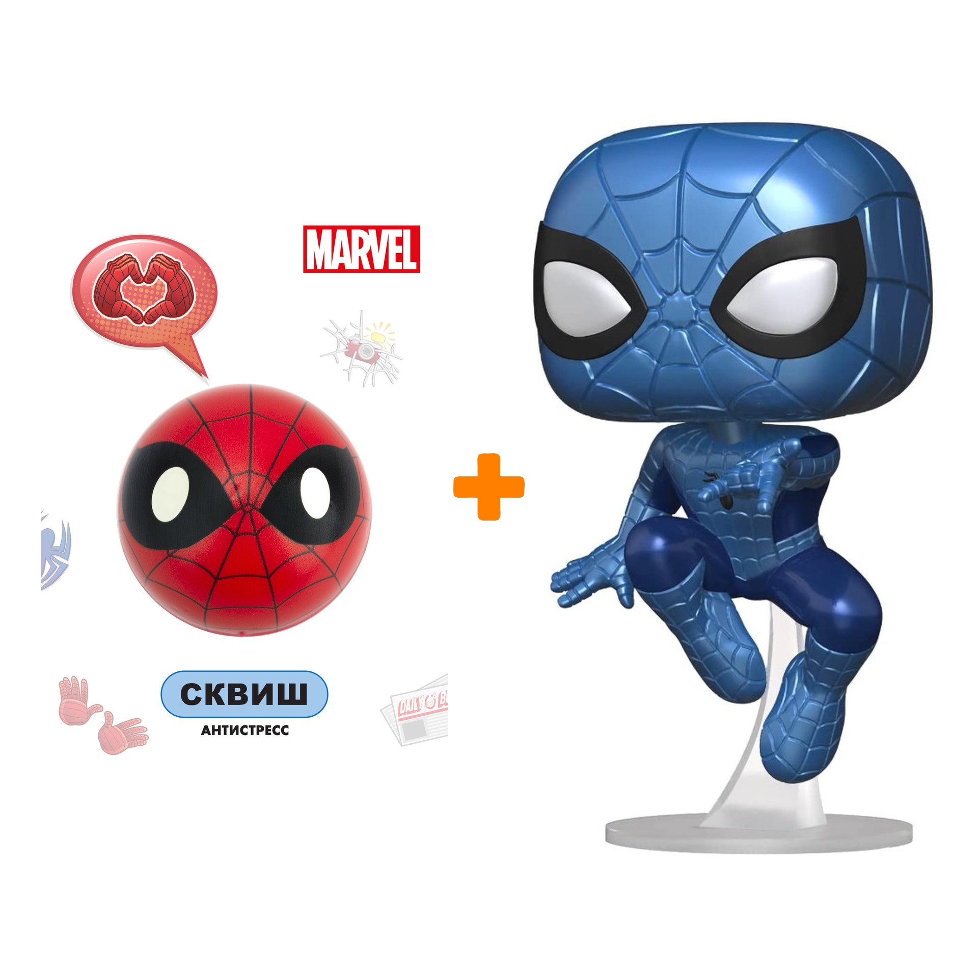 

Набор Marvel Spider-Man фигурка Spider-Man Metallic + сквиш