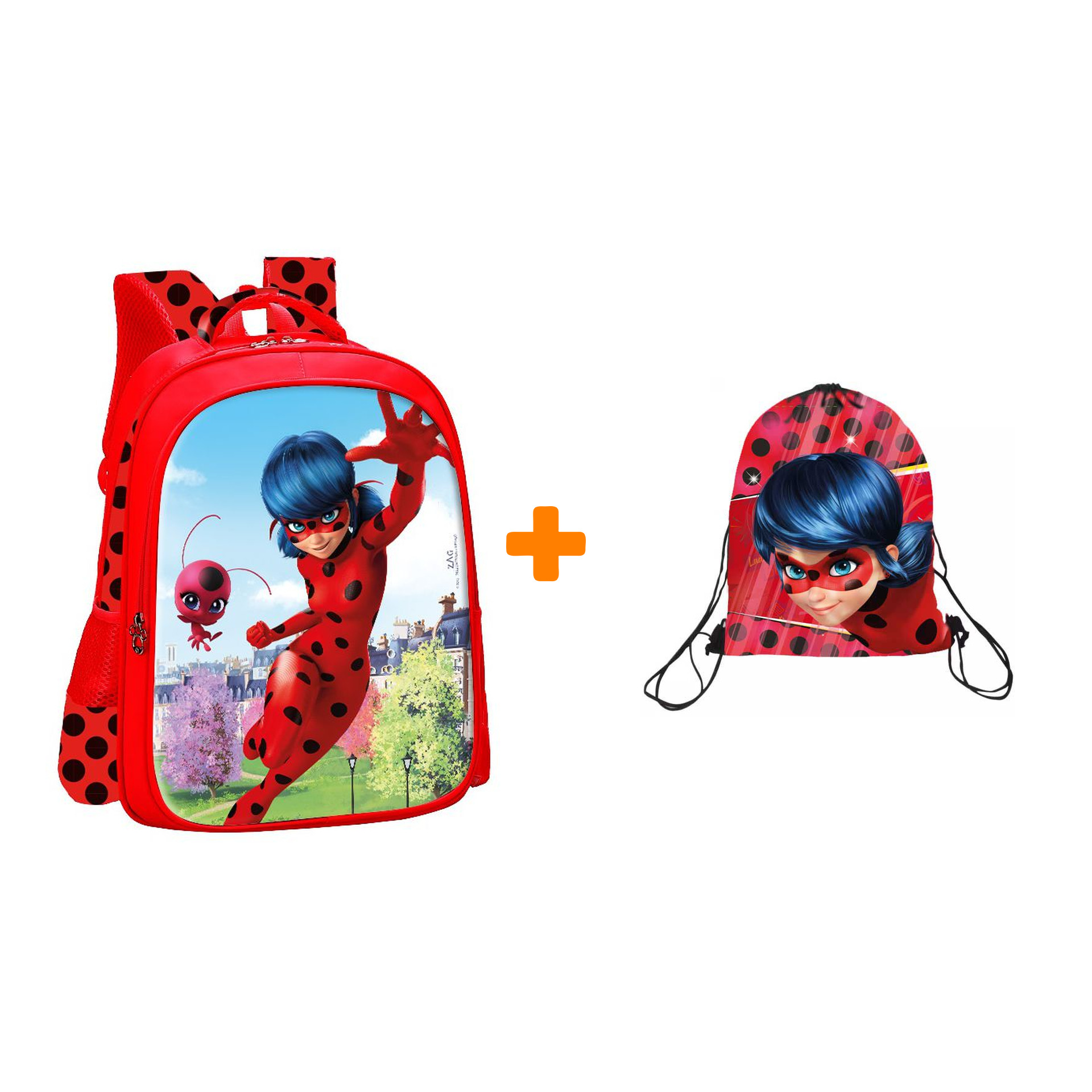 Набор Леди Баг и Супер-кот рюкзак красный + мешок для обуви