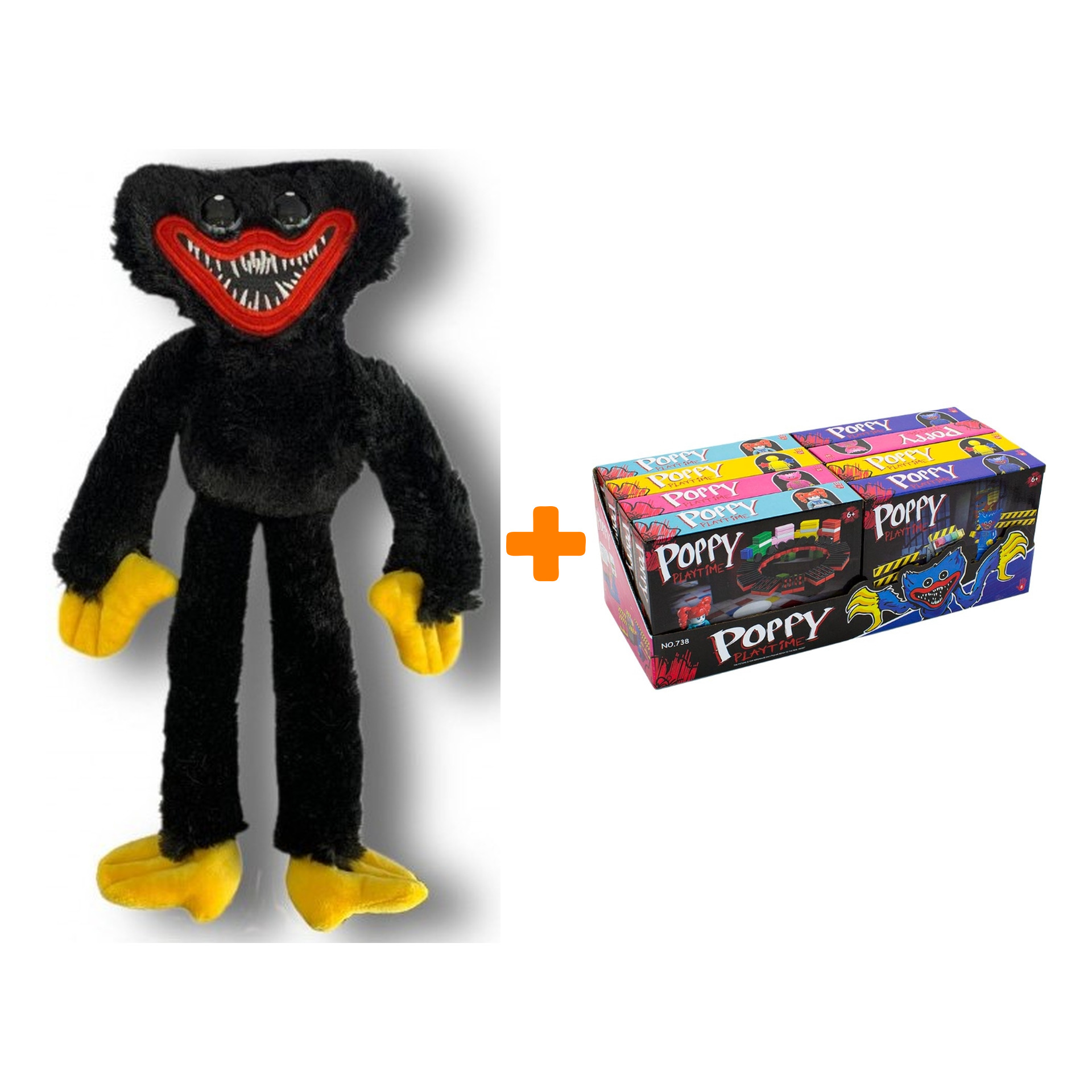 

Набор мягкая игрушка Huggy Wuggy чёрный + конструктор 98 деталей в ассортименте