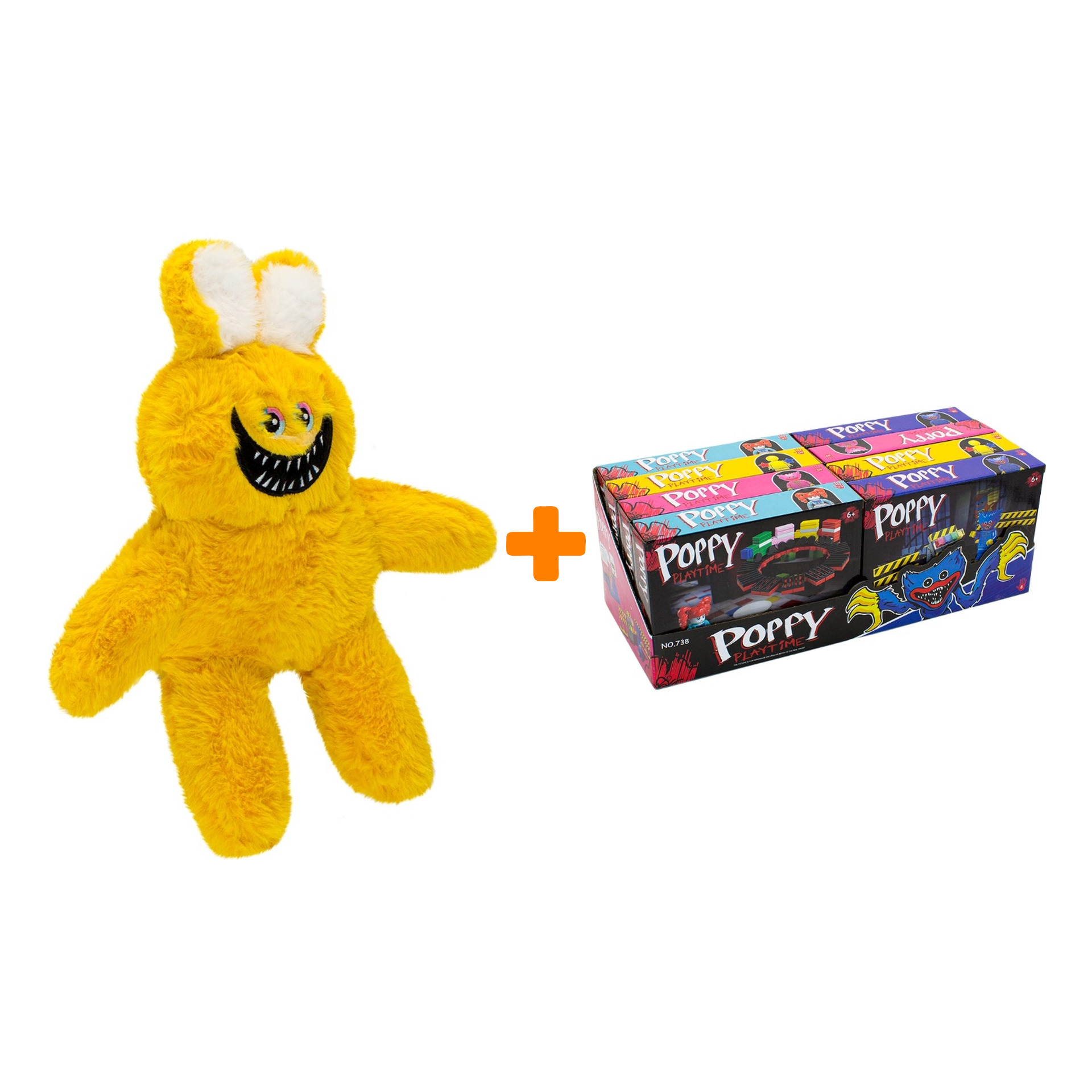 

Набор мягкая игрушка Huggy Wuggy Мистер Хоппс желтая + конструктор 98 деталей в ассортименте