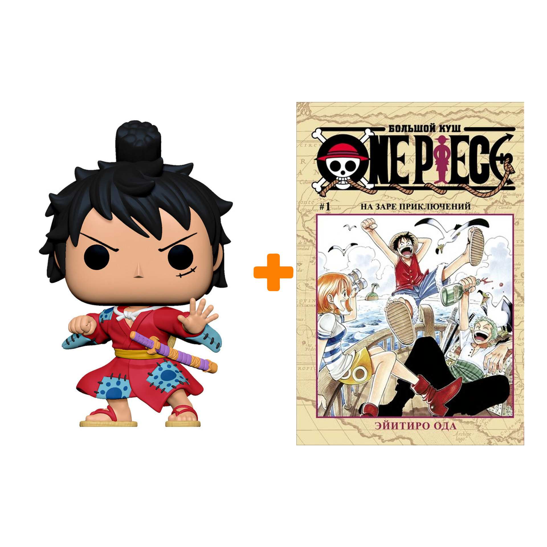 Набор:One Piece (фигурка One Piece S4: Luffytaro Metallic + манга One Piece: Большой куш 1)