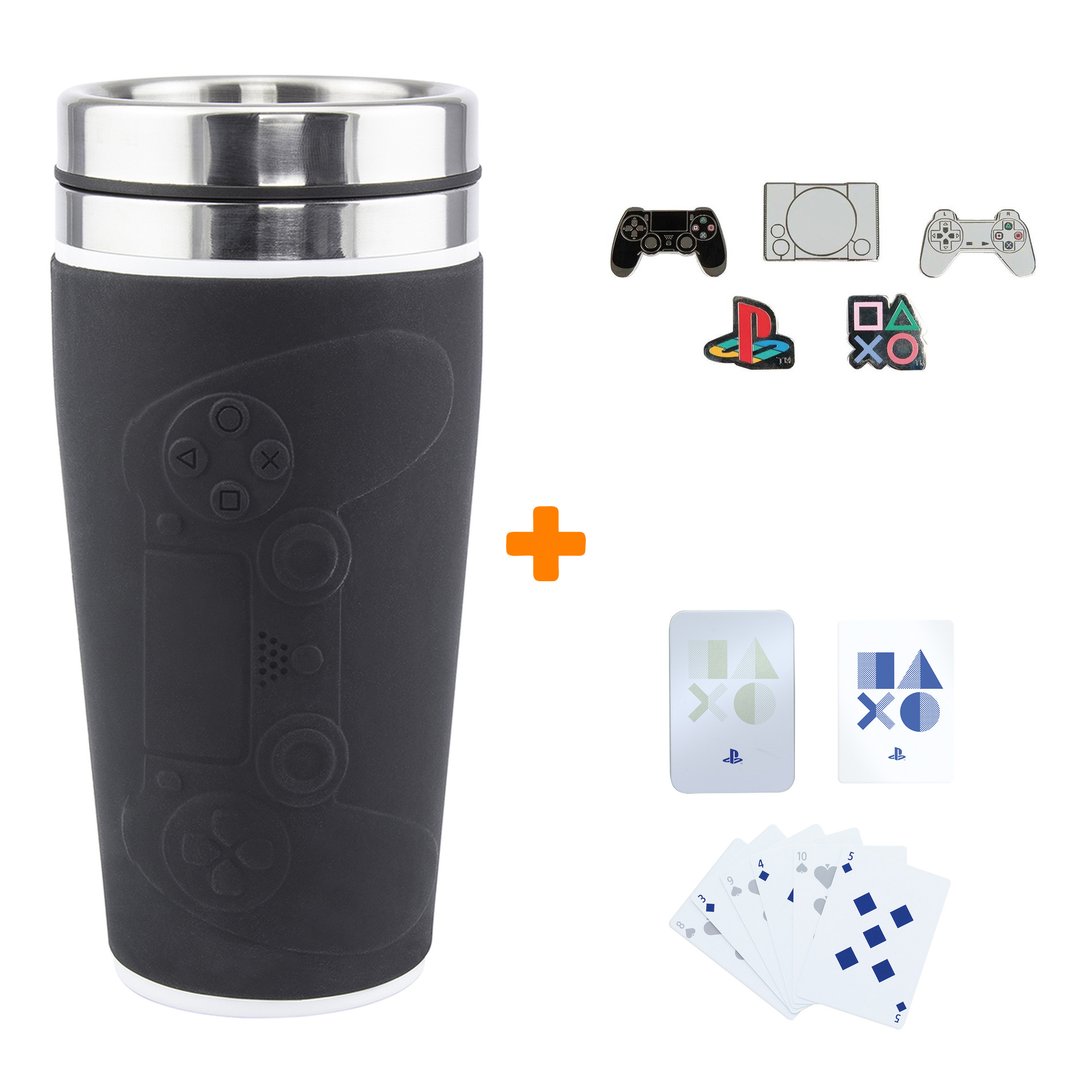 

Набор термокружка Playstation Controller + Карты игральные Playstation PS7 + значок Playstation