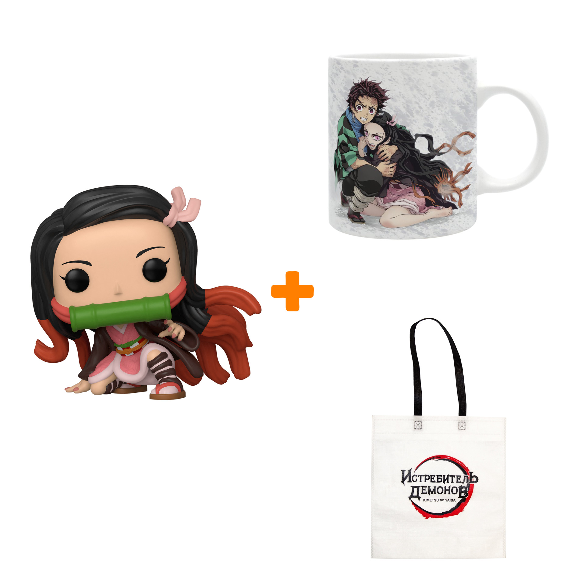 

Набор Demon Slayer фигурка Nezuko Kamado + кружка Tanjiro & Nezuko + сумка белая