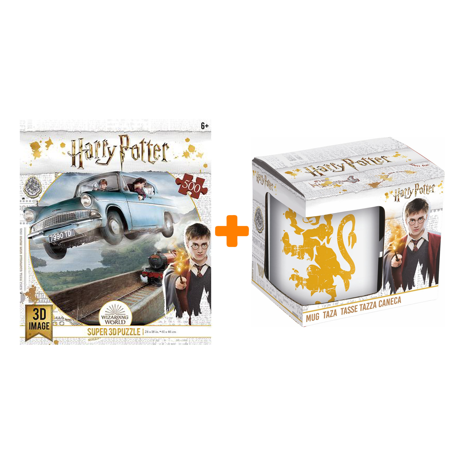 Набор Harry Potter кружка Гербы + 3D Puzzle Летающая машина 500 элементов