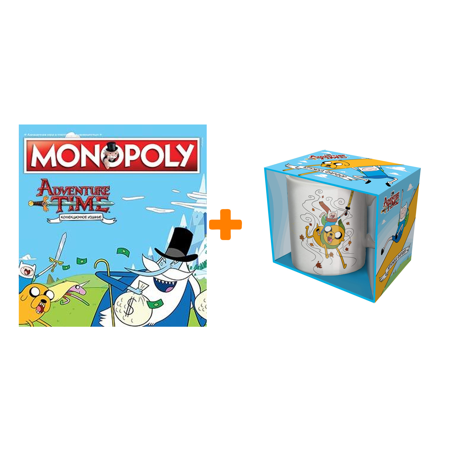 

Набор Adventure Time кружка Финн и Джейк + настольная игра Монополия Adventure Time